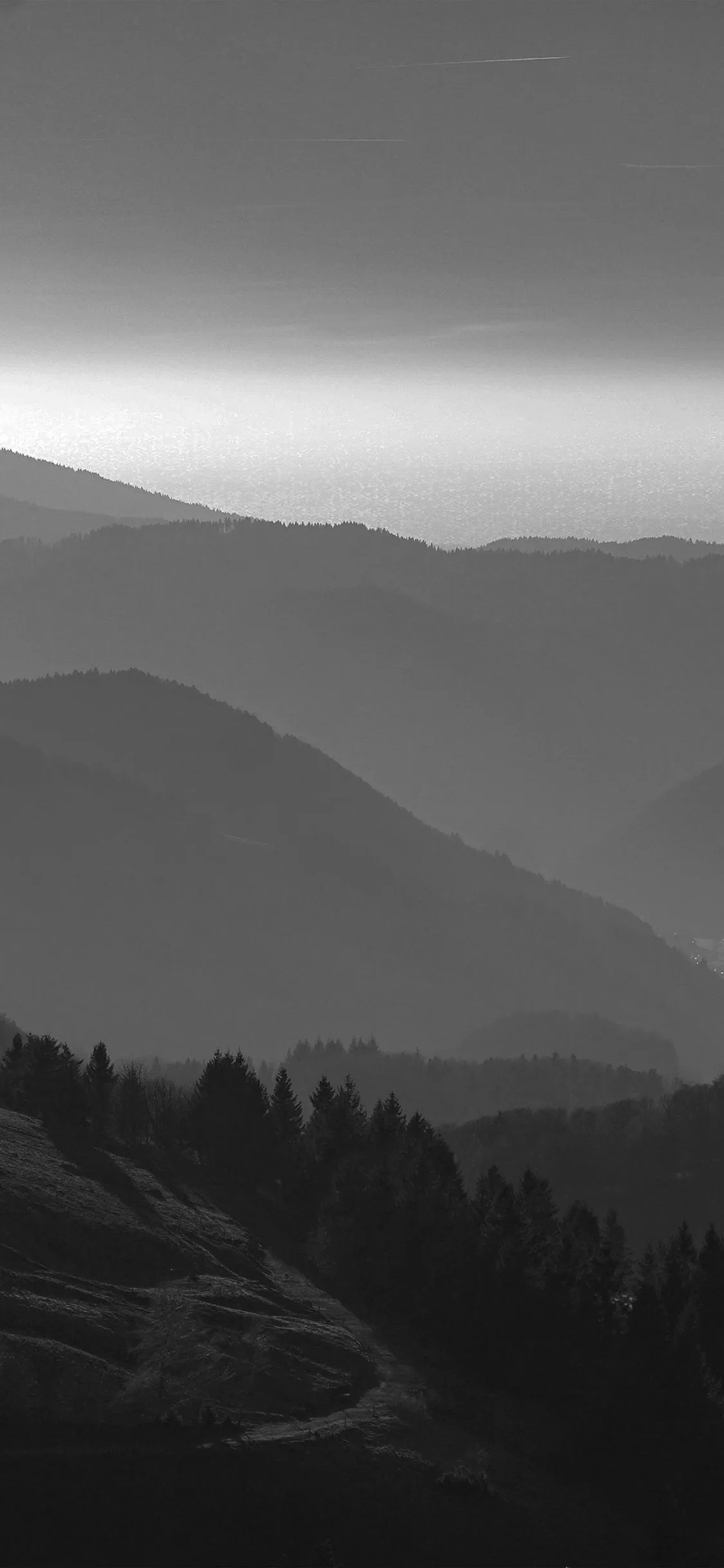 iPhone X wallpaper. mountain view sky bw dark nature
