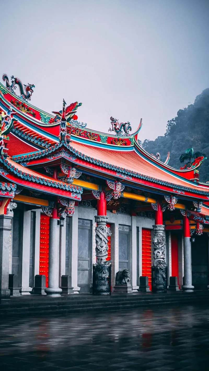 Chinese temple, red, chinese, temple, architects, HD phone wallpaper