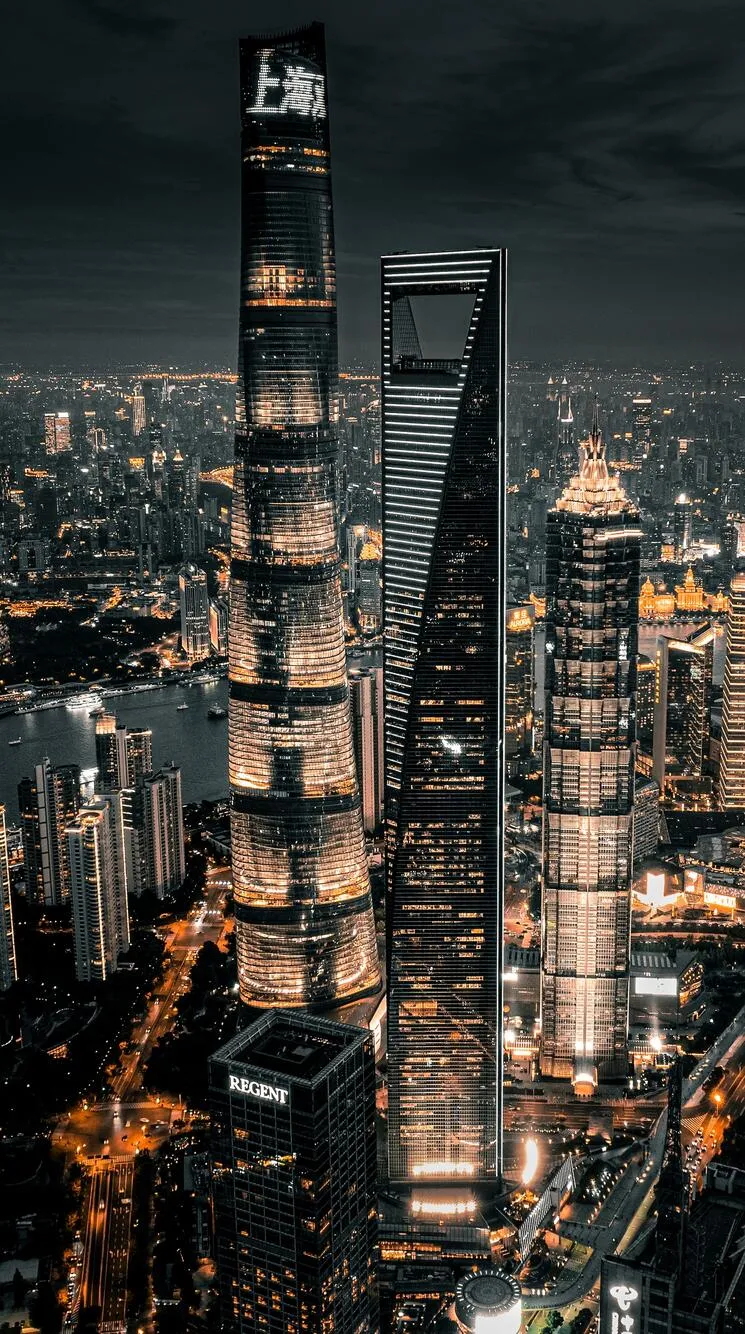 View of Shanghai at night from above · 750x1334 iPhone 6, 6S, 7, 8 free photo from skywolfx and wallpaper