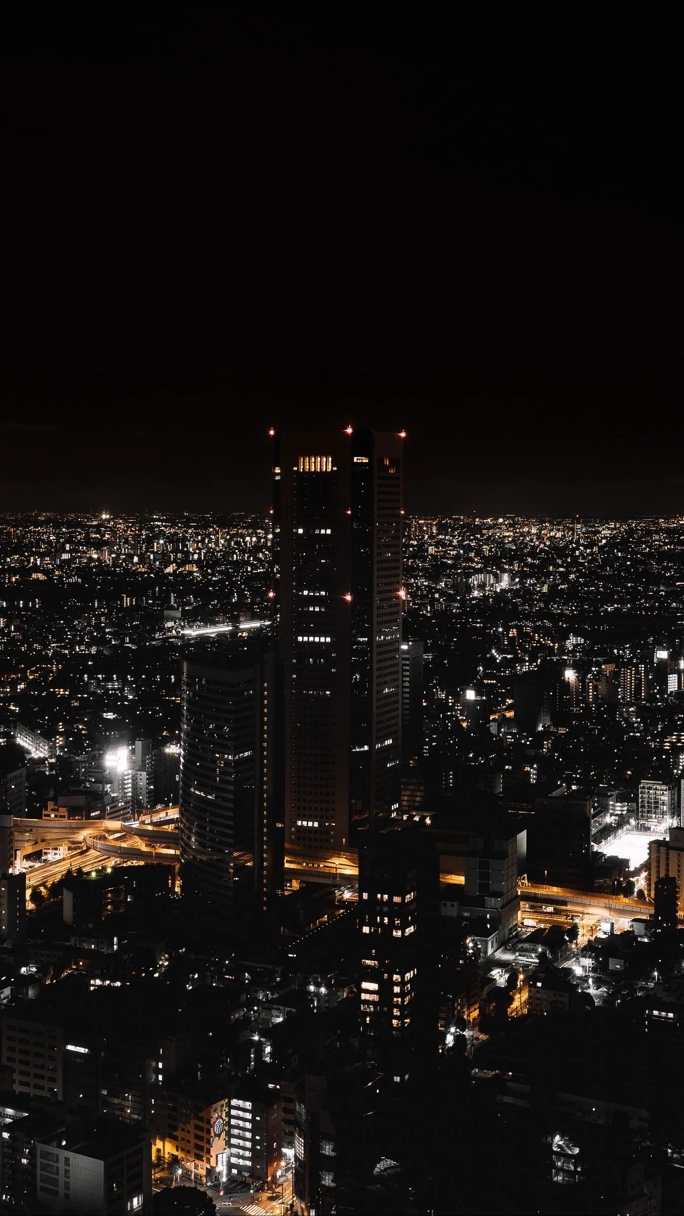 Download wallpaper 1350x2400 night city, view from above, city lights, skyscrapers, tokyo, japan iphone 8+/7+/6s+/for parallax HD background