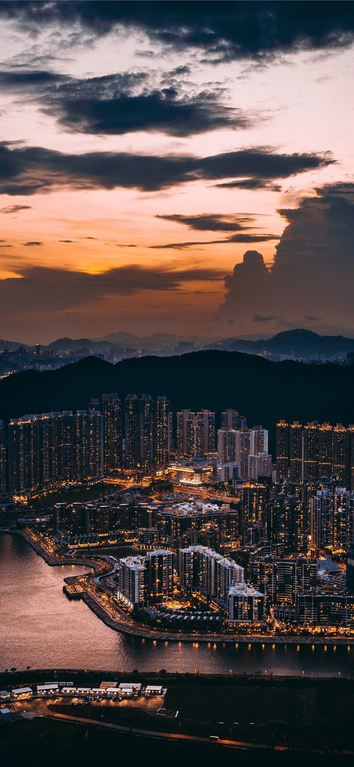 aerial photography of city at night iPhone X Wallpaper Free Download