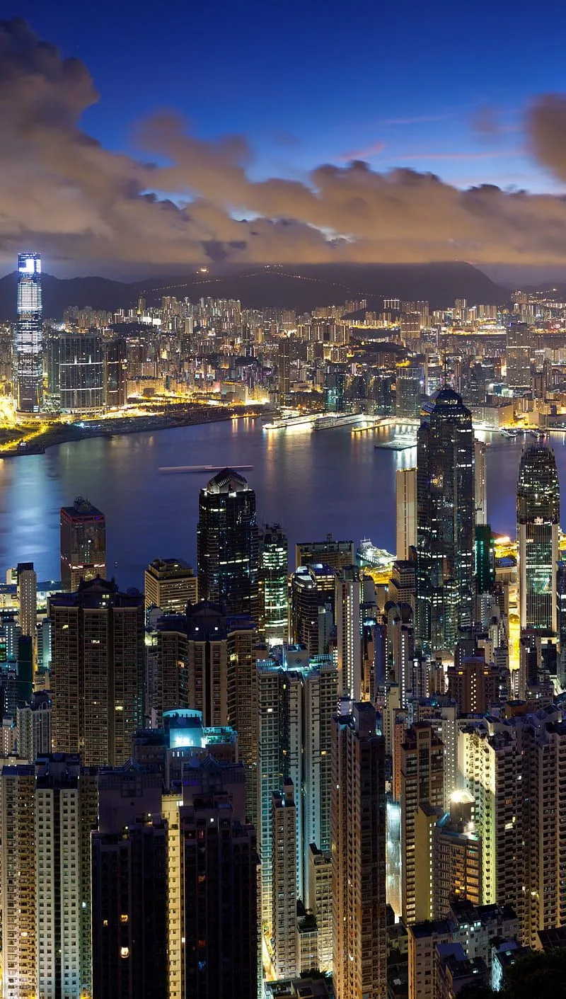 City Skyline, china, clean, hong kong, landscape, nature, HD phone wallpaper