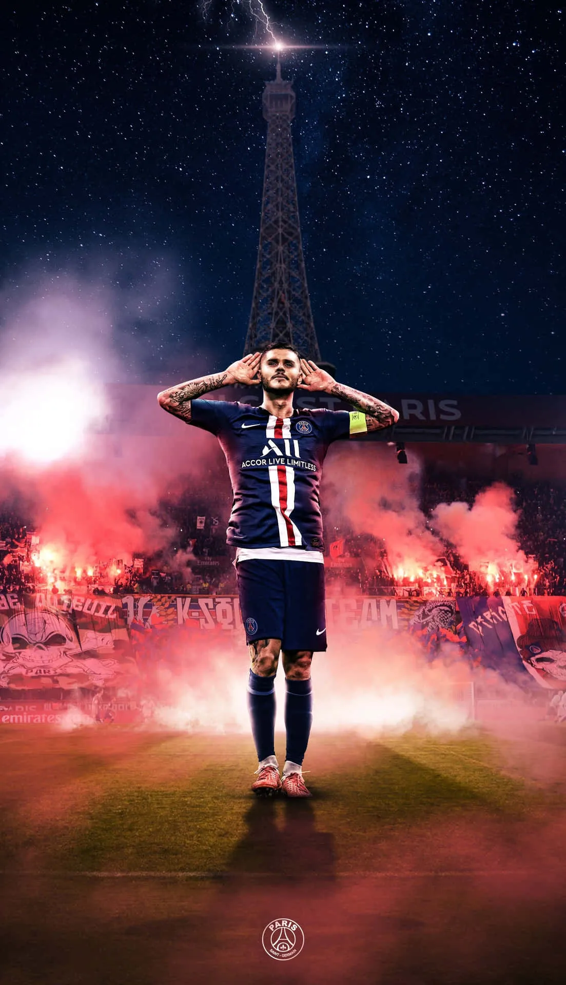 Download Mauro Icardi Paris Saint Germain Celebration Wallpaper
