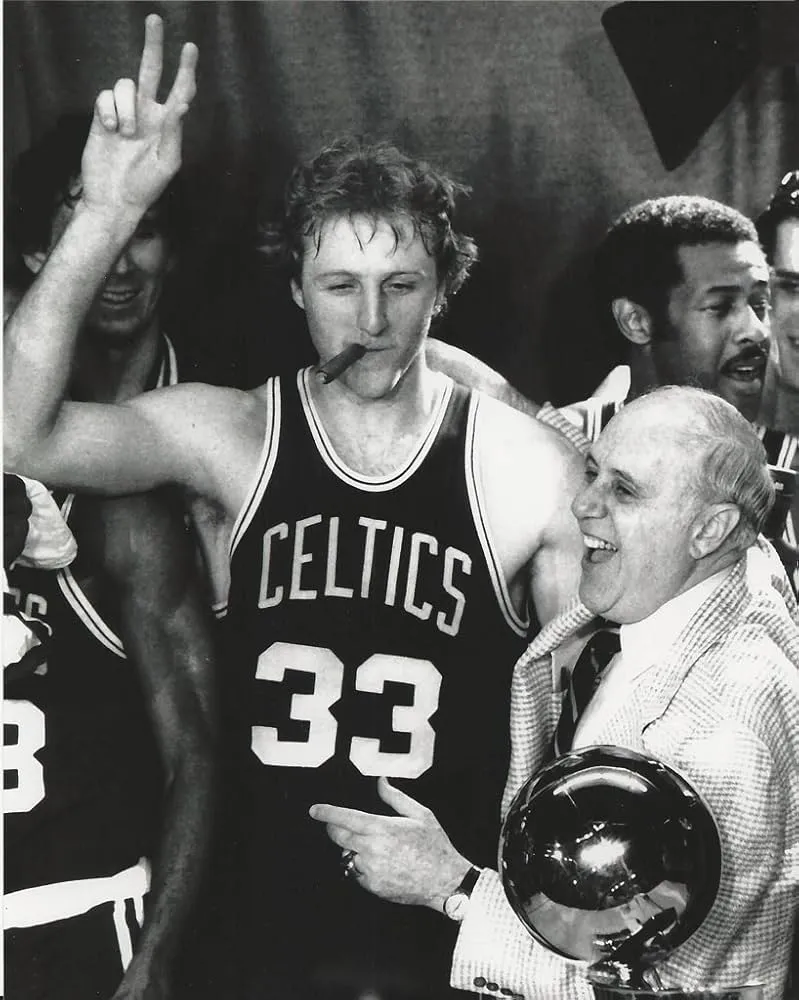 Basketball Larry Bird Celebration Photo, Mounted in 11x14 Double Matt and Framed with Plexi Glass, Sports & Outdoors