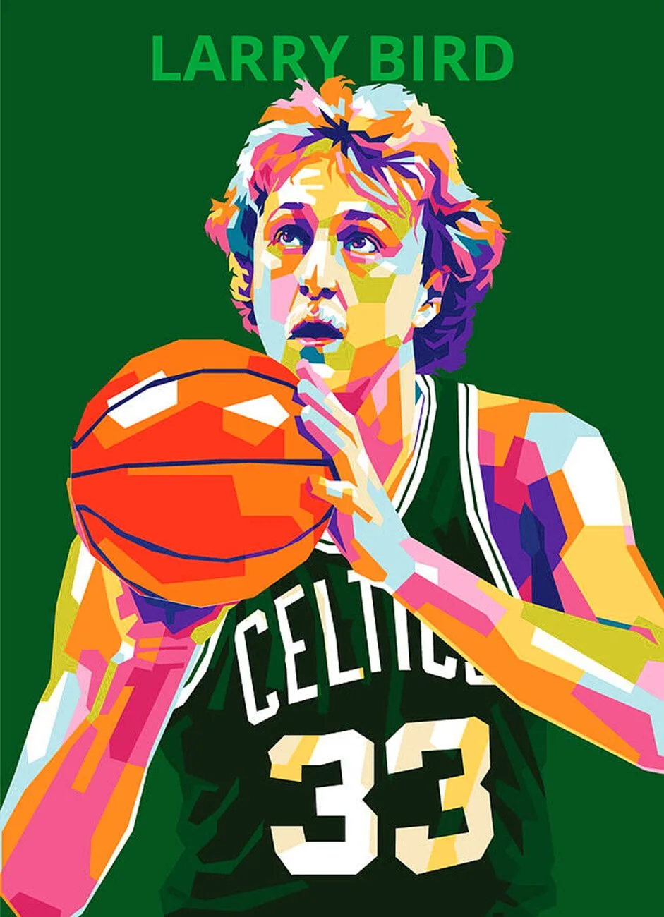 Poster Larry Bird basketball player. Wall Art 1 FREE