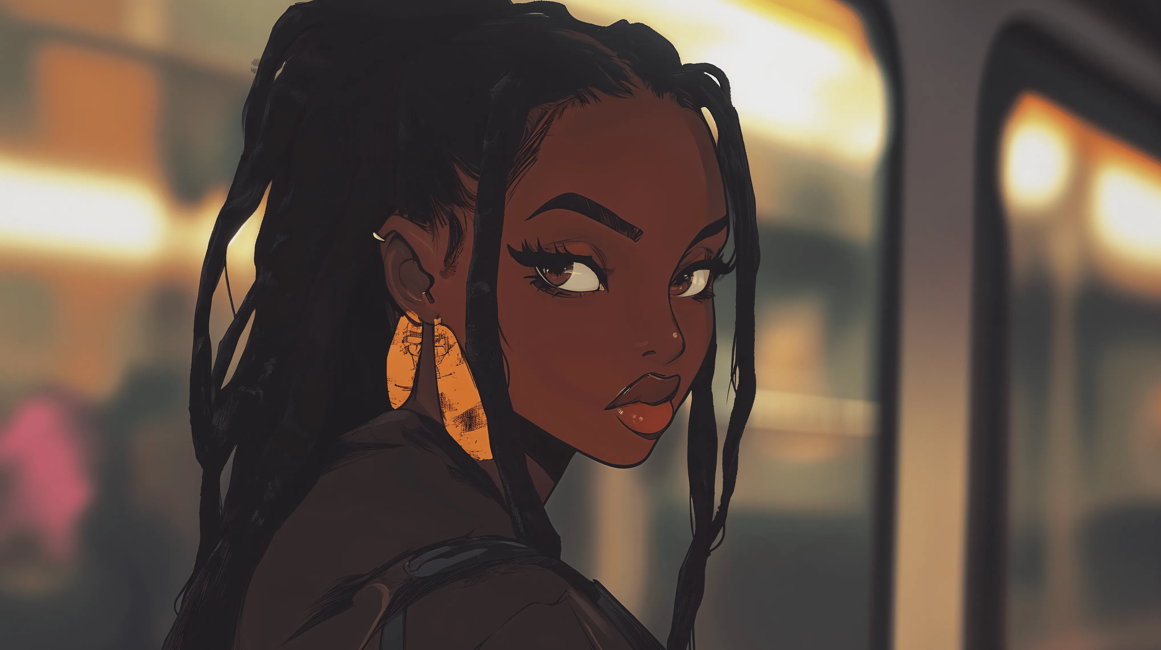 Stylish Black Anime Girl Ultra HD Wallpaper