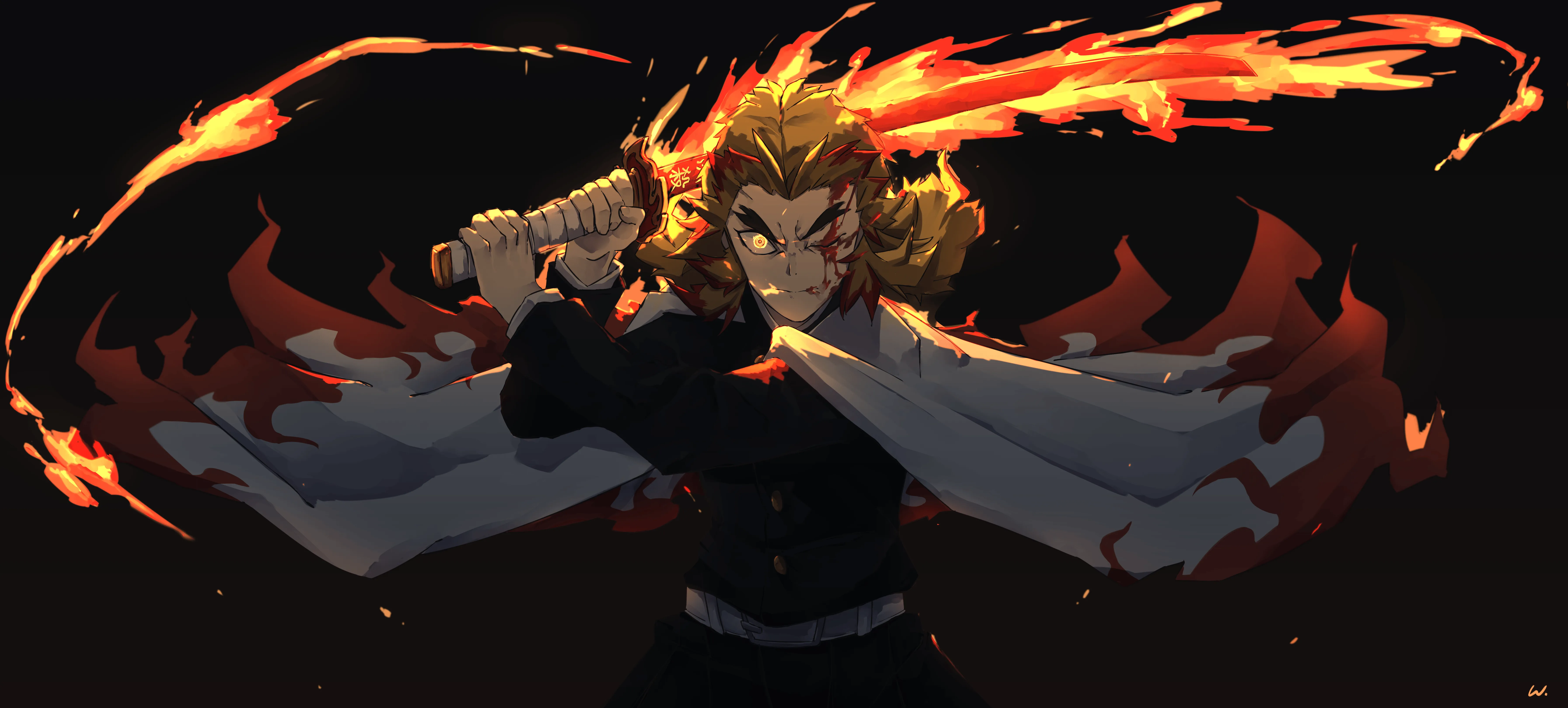 Kyojuro Rengoku Blaze Ultra HD Demon Slayer Anime Wallpaper