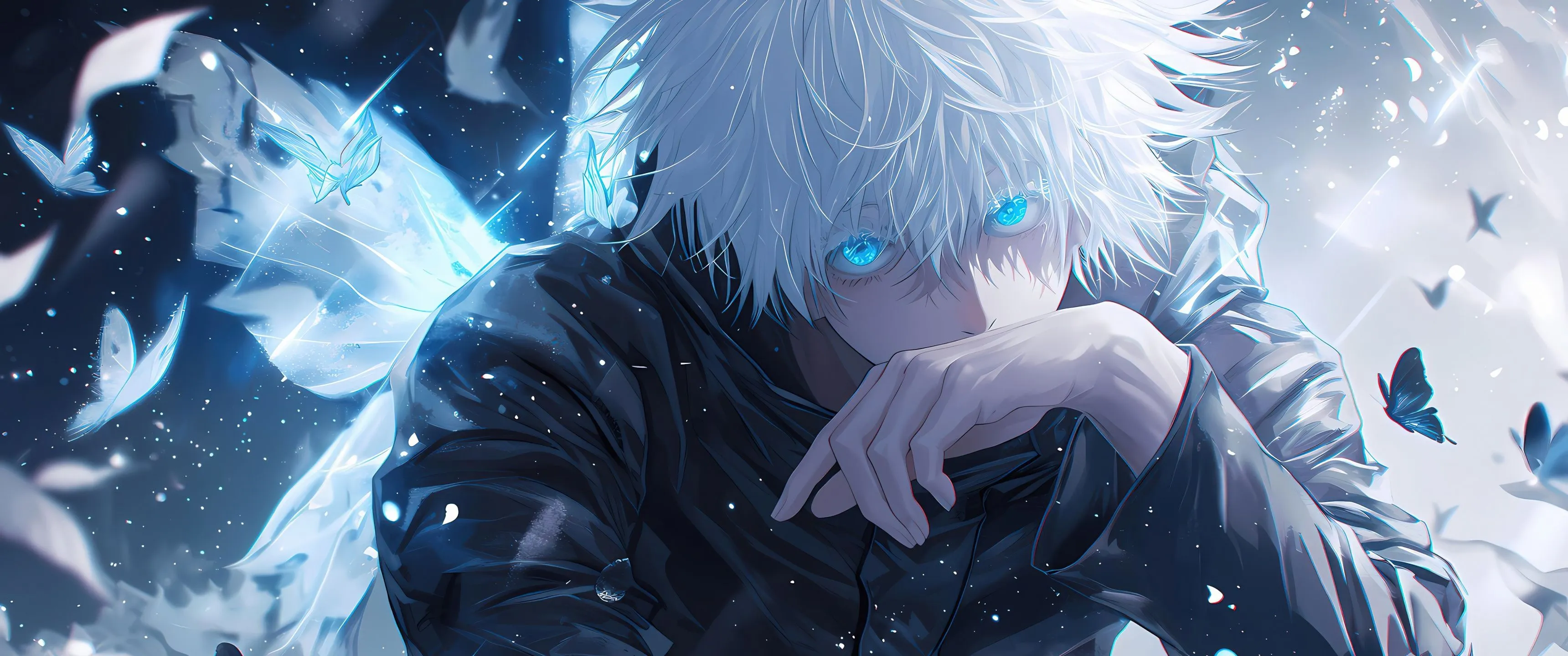 Satoru Gojo Wallpaper 4K, Blue eyes, AI art, Jujutsu Kaisen
