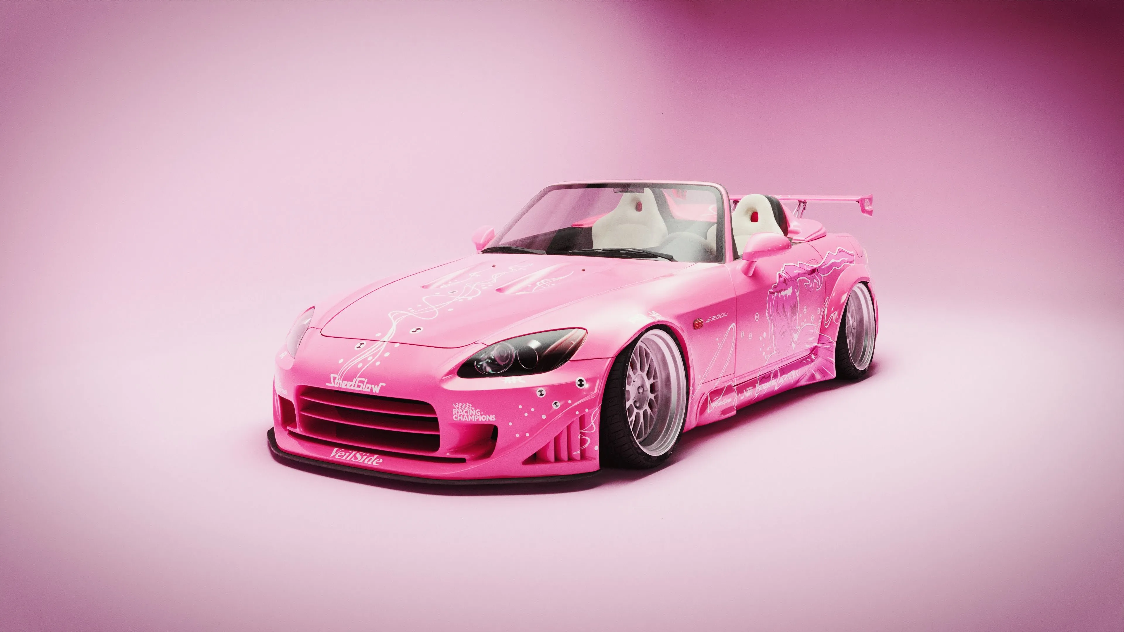 4K, 2 Fast 2 Furious, Cabriolet, Swiz, Japanese Cars, Car, Pink Cars, Studio, Frontal View, HD Wallpaper