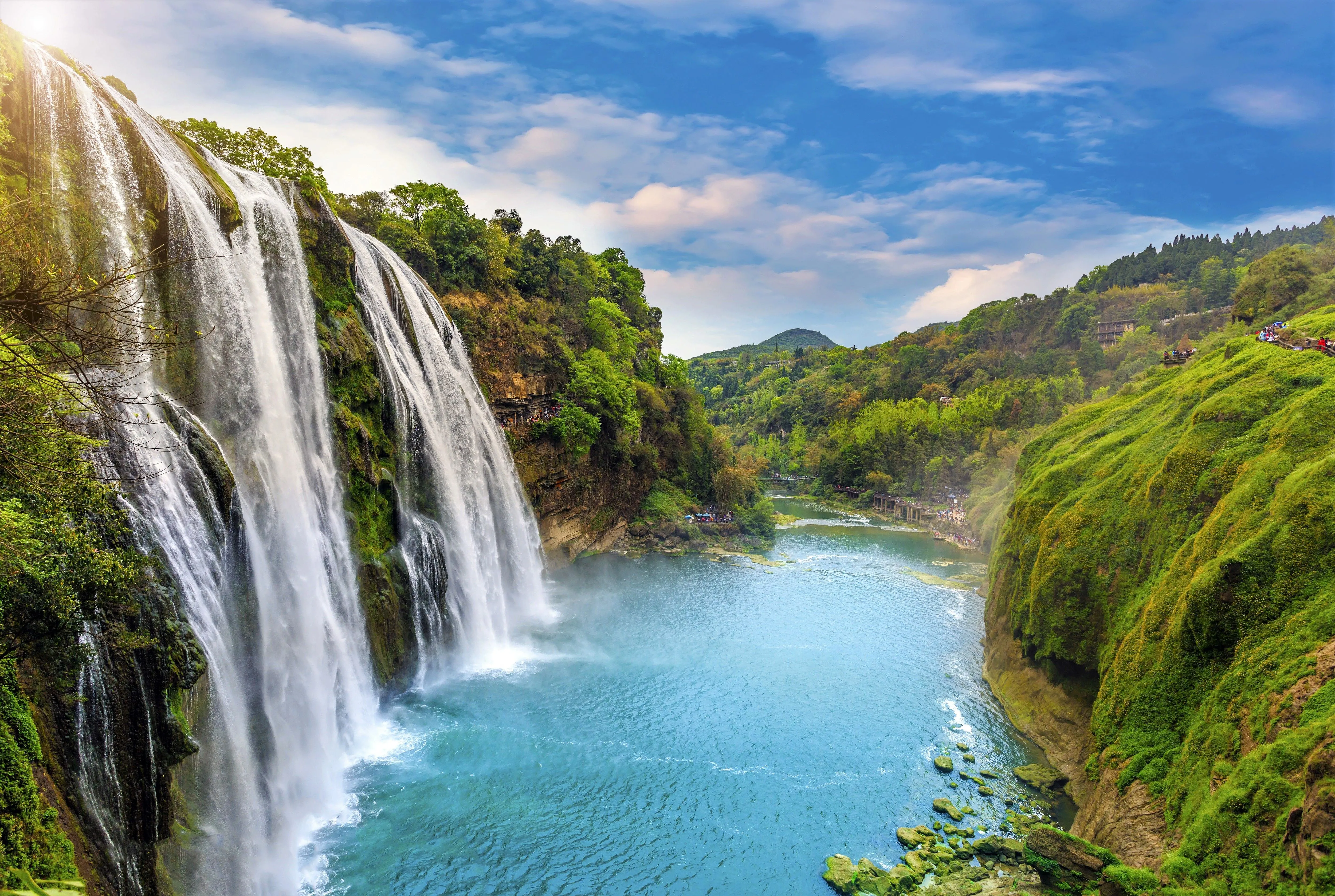 Desktop wallpaper: River, Waterfall, Earth, Waterfalls 4K free download for PC. 438801