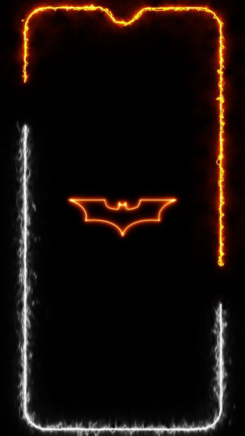 Batman Frame, amoled oled black background glowing fire flame orange neon glowing, HD phone wallpaper