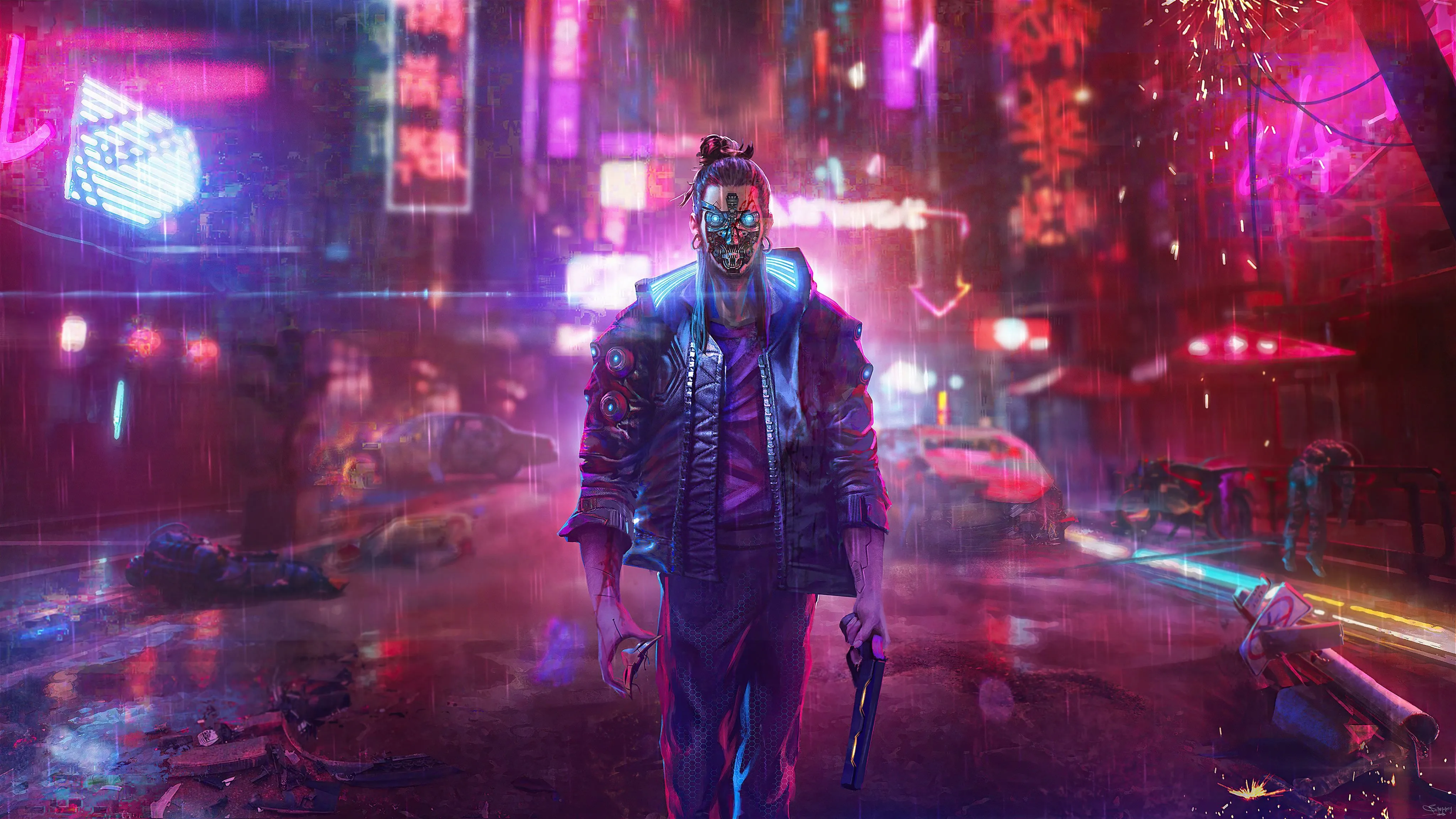 your night city cyberpunk 2077 illustration 5k MacBook Air Wallpaper Download