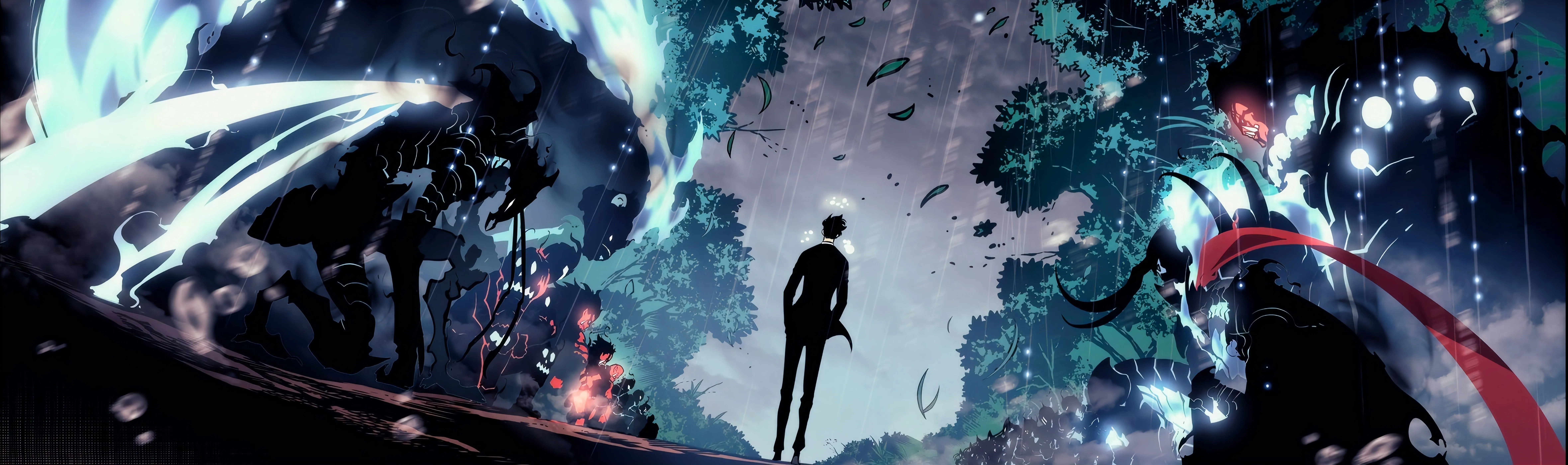 4K, Blue, Sung Jin Woo, Web Toon, Solo Leveling, HD Wallpaper