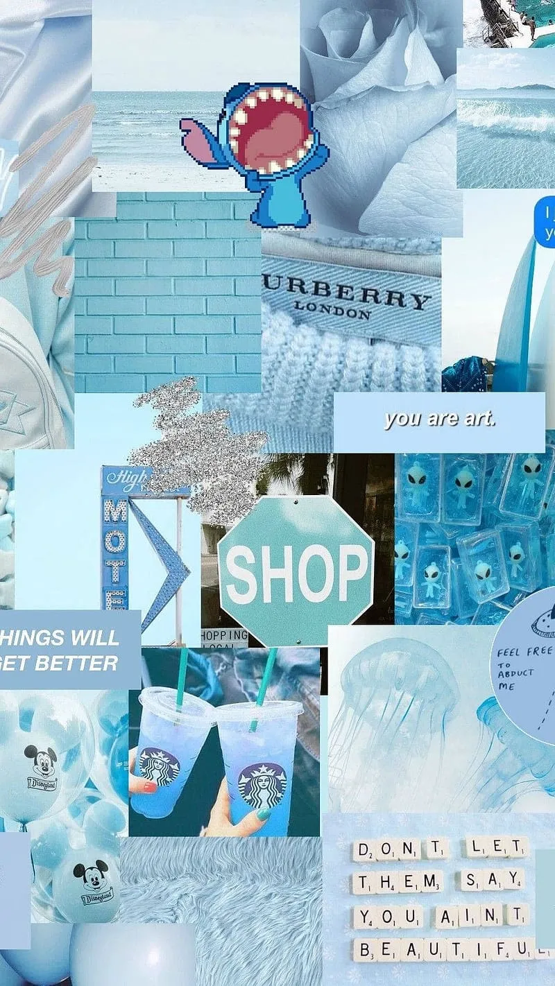 Sky Blue Aesthetic, Collage Sky Blue Aesthetic, sky blue, aesthetic, HD phone wallpaper