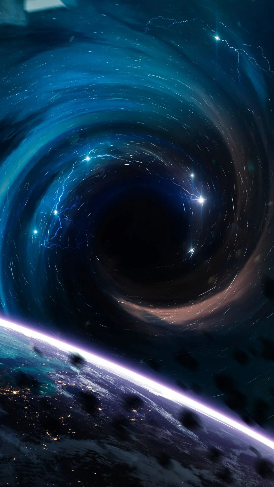 Black hole Wallpaper 4K, Planets, Horizon, Asteroids