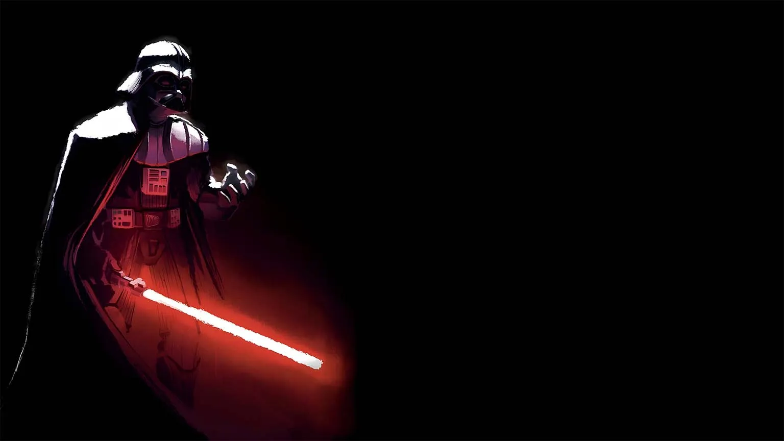 Darth Vader Lightsaber Glow Dark Theme Desktop Wallpaper 4K