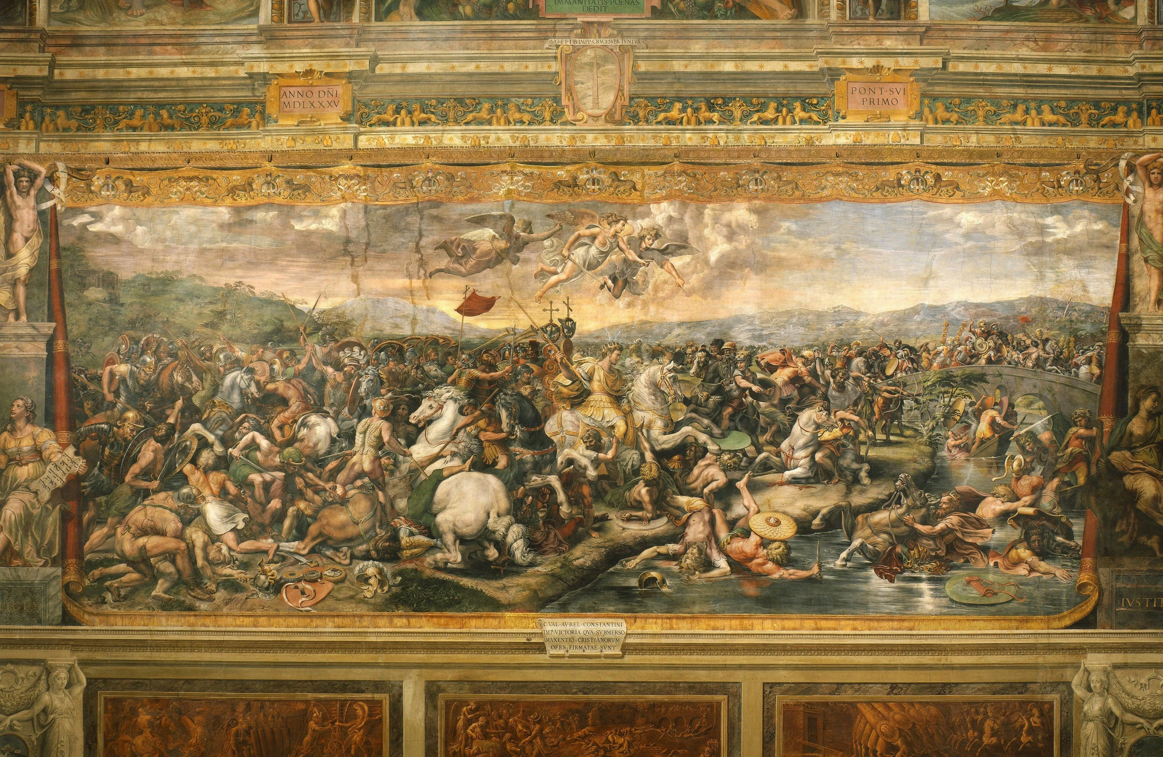 4K, Raphael Santi, Battle on the bridge Milvius, Pictorial art, HD Wallpaper