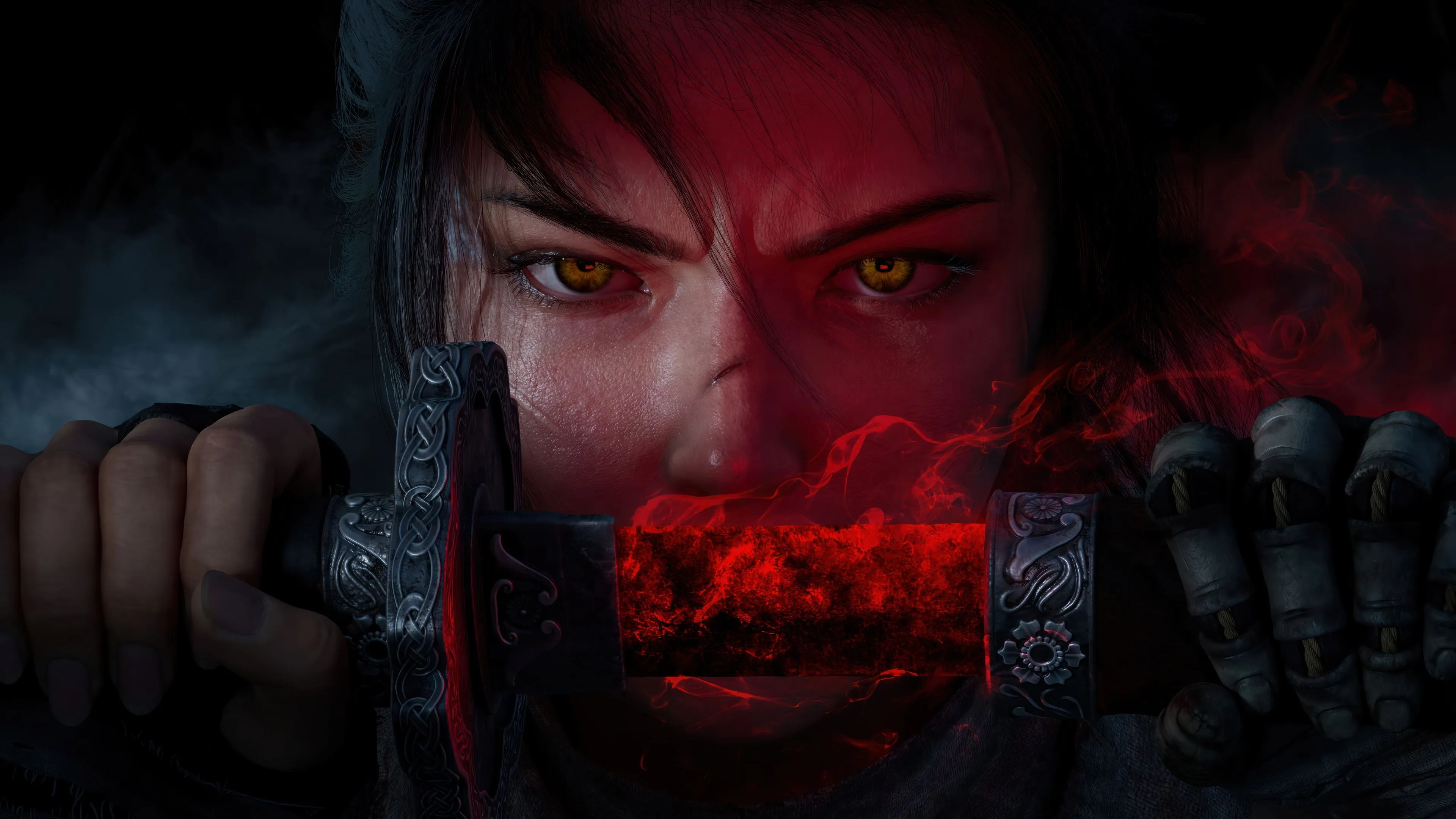 Wallpaper girl, sword, smoke, katana, hair, look, warrior, Fury for mobile and desktop, section игры, resolution 3840x2160