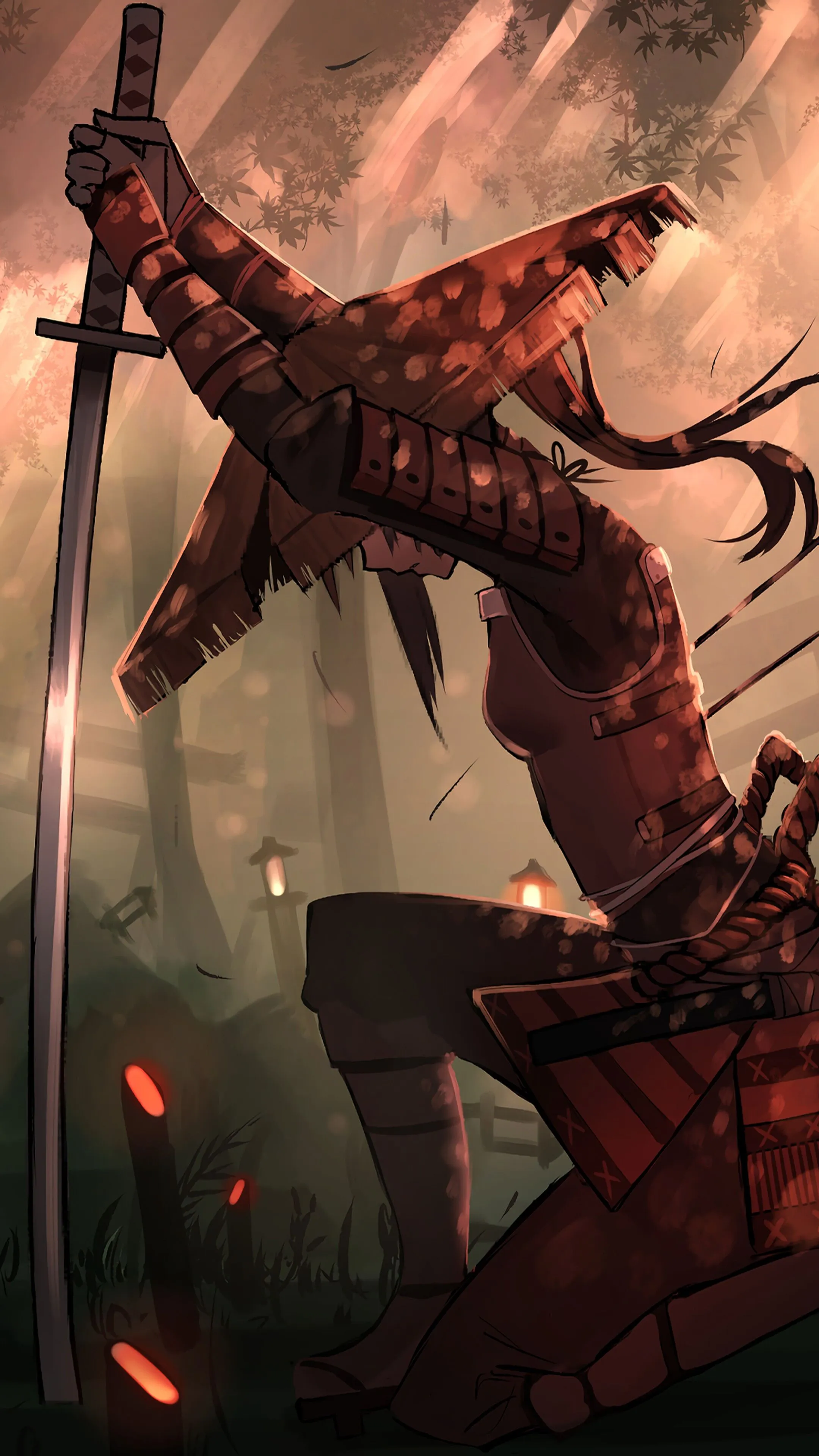 Samurai, Girl, Katana, Fantasy, Warrior, 4K HD Phone Wallpaper