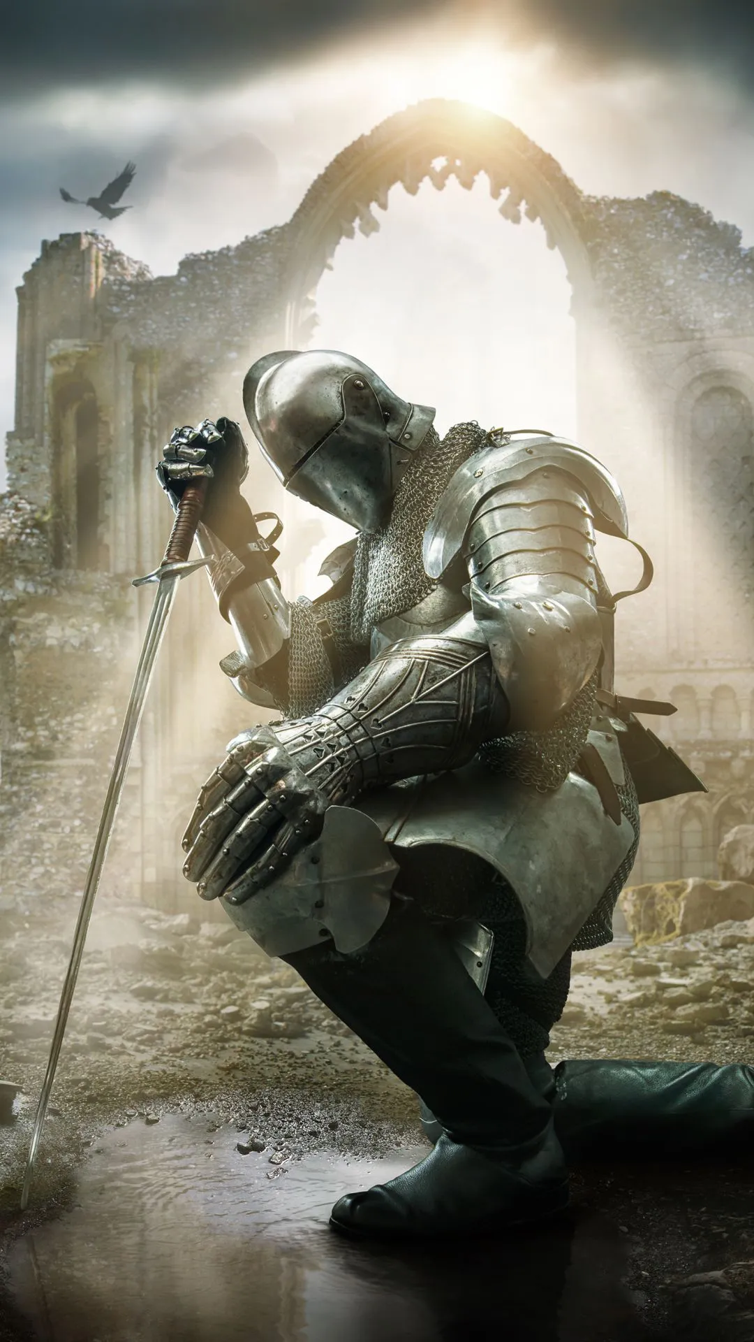 Phone wallpaper: Knight, Fantasy, Armor, Sword, Warrior 1359909