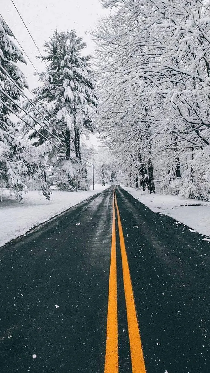 Snow, highway, winter, HD phone wallpaper