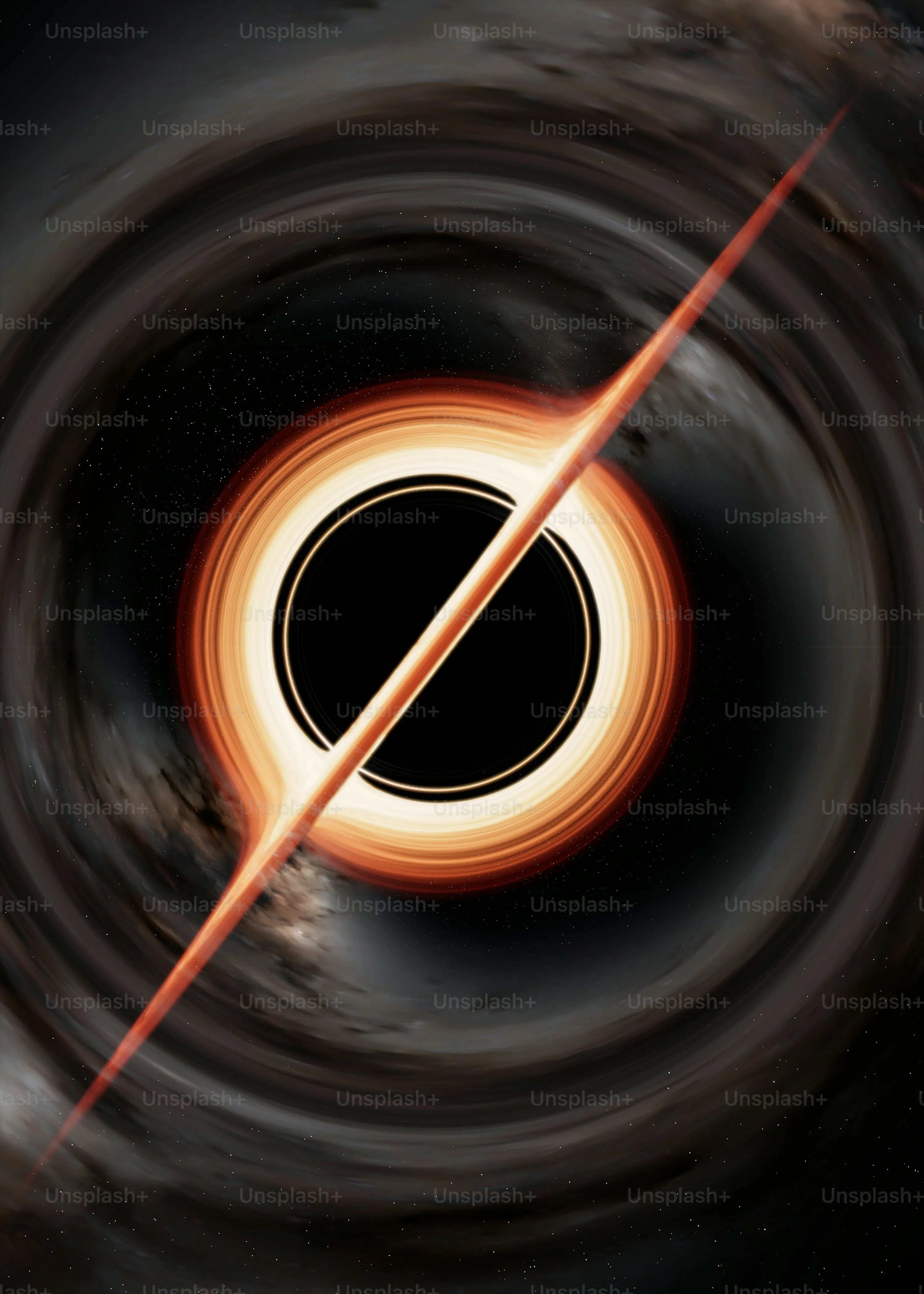 A black hole with a red line going through it photo