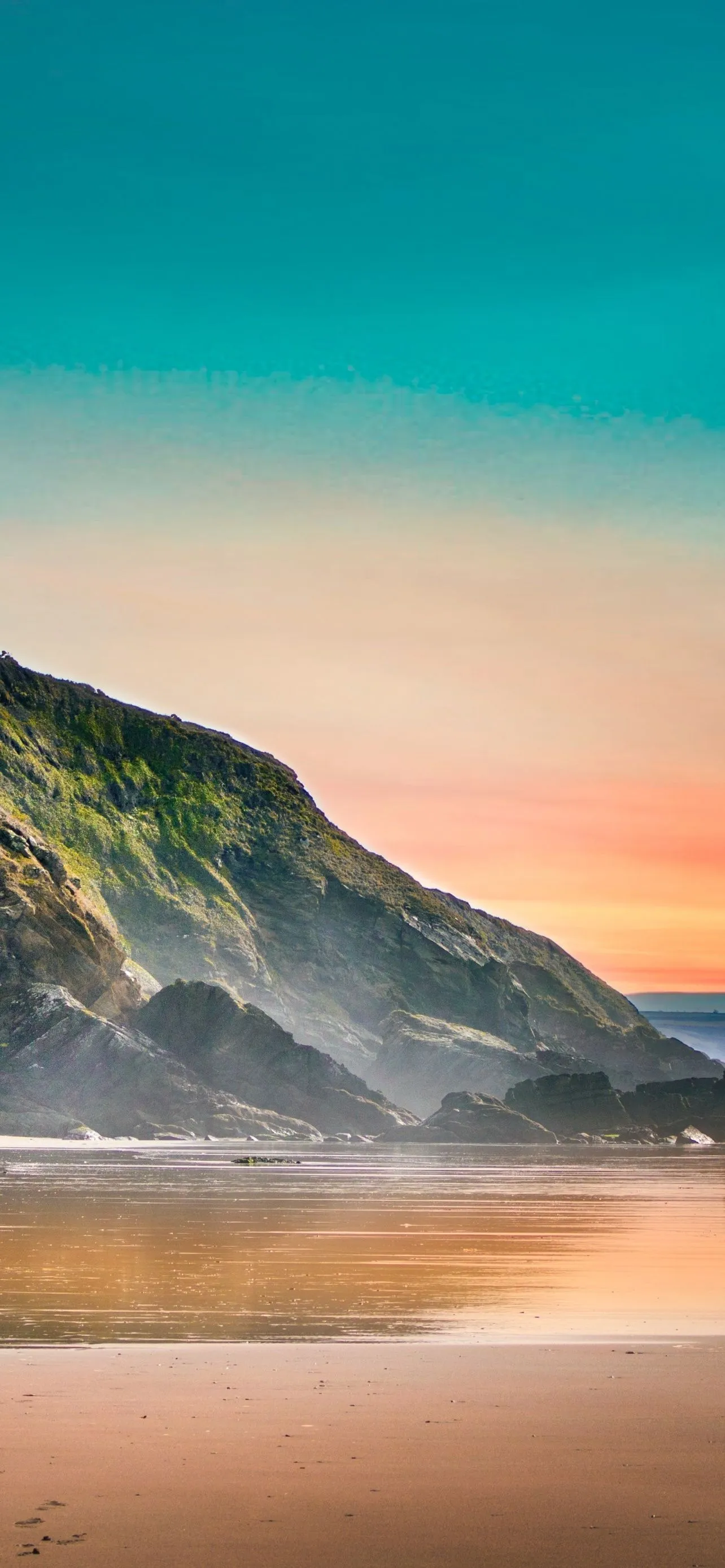 Seashore Beach Sunset Dawn Landscape Scenery Rocks 5K