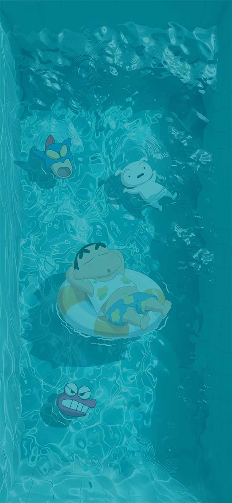 Crayon Shin Chan Pool Relaxing Summer Wallpaper IPhone HD