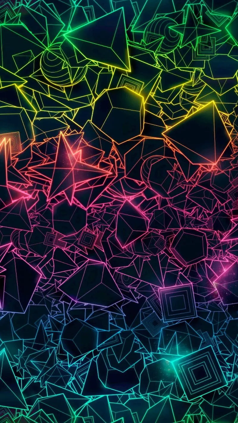 Retro shapes, abstract, blue, colors, colors, dark, neon, relaxing, smoke, HD phone wallpaper