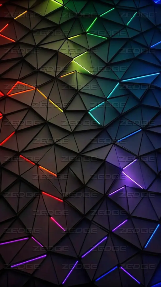 Neon Triangles: Dark Geometric Abstract Art wallpaper