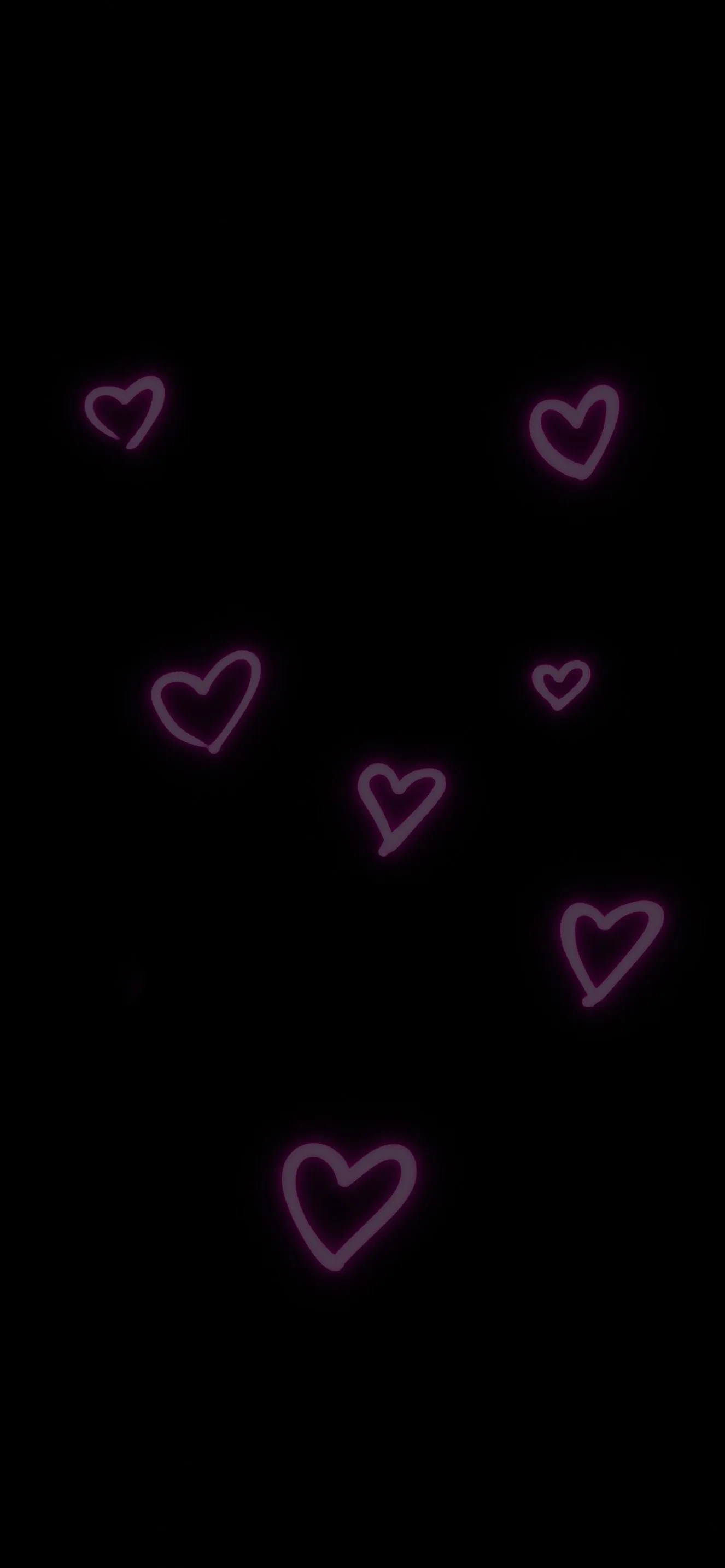Pink Neon Hearts Black Aesthetic Wallpaper