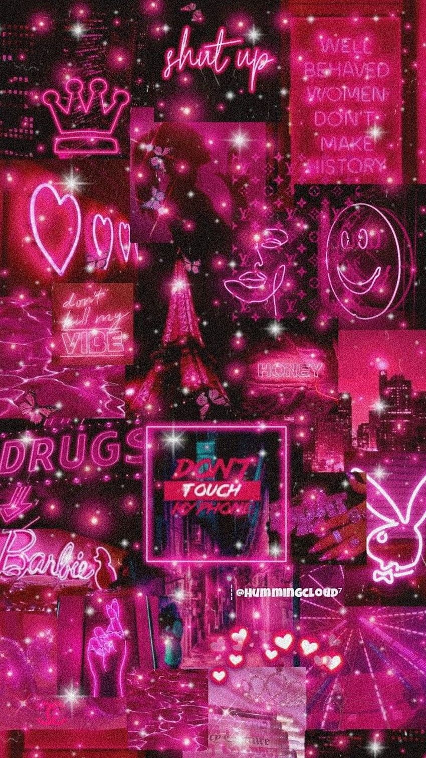 ️ HOT PINK VERSION AESTHETICS ☁️. Pink background, Hot pink, Sparkle, Pink and Black Aesthetic HD phone wallpaper