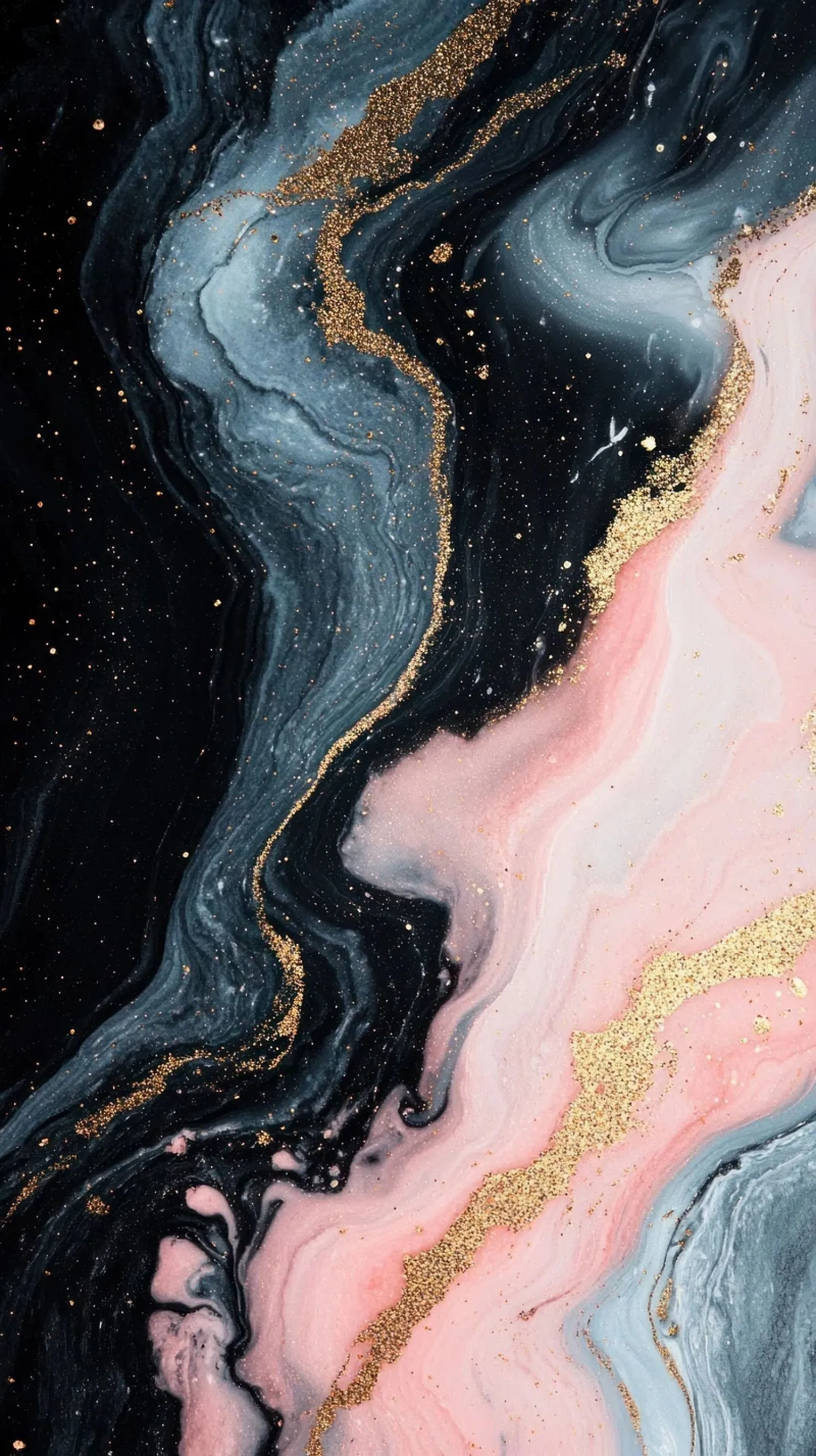 Gold Pink And Black Marble