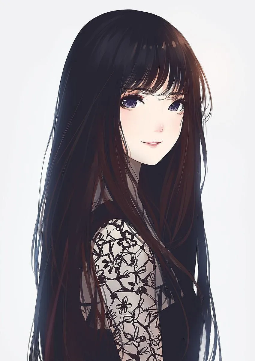Cool Anime Girl with Black Hair HD phone wallpaper
