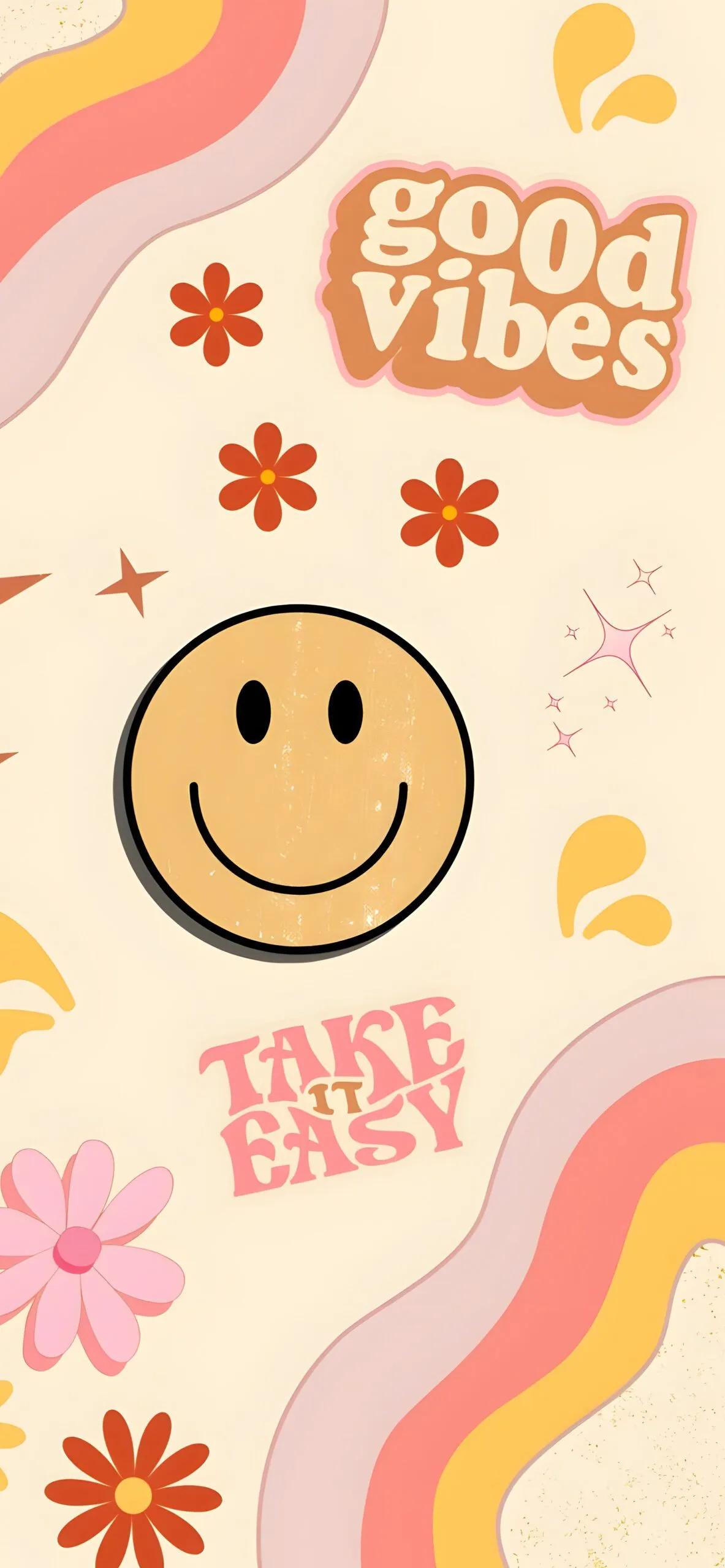 Retro Good Vibes Smiley Wallpaper Wallpaper iPhone
