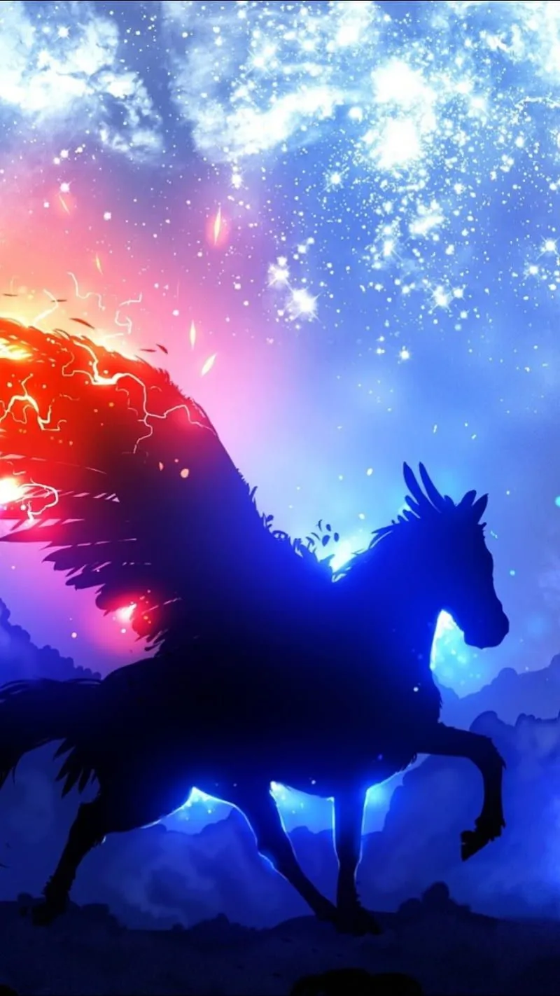 Born Pegasus, 3D, azuzu, emo, fires, flames, hells horse, horse, iphone, HD phone wallpaper
