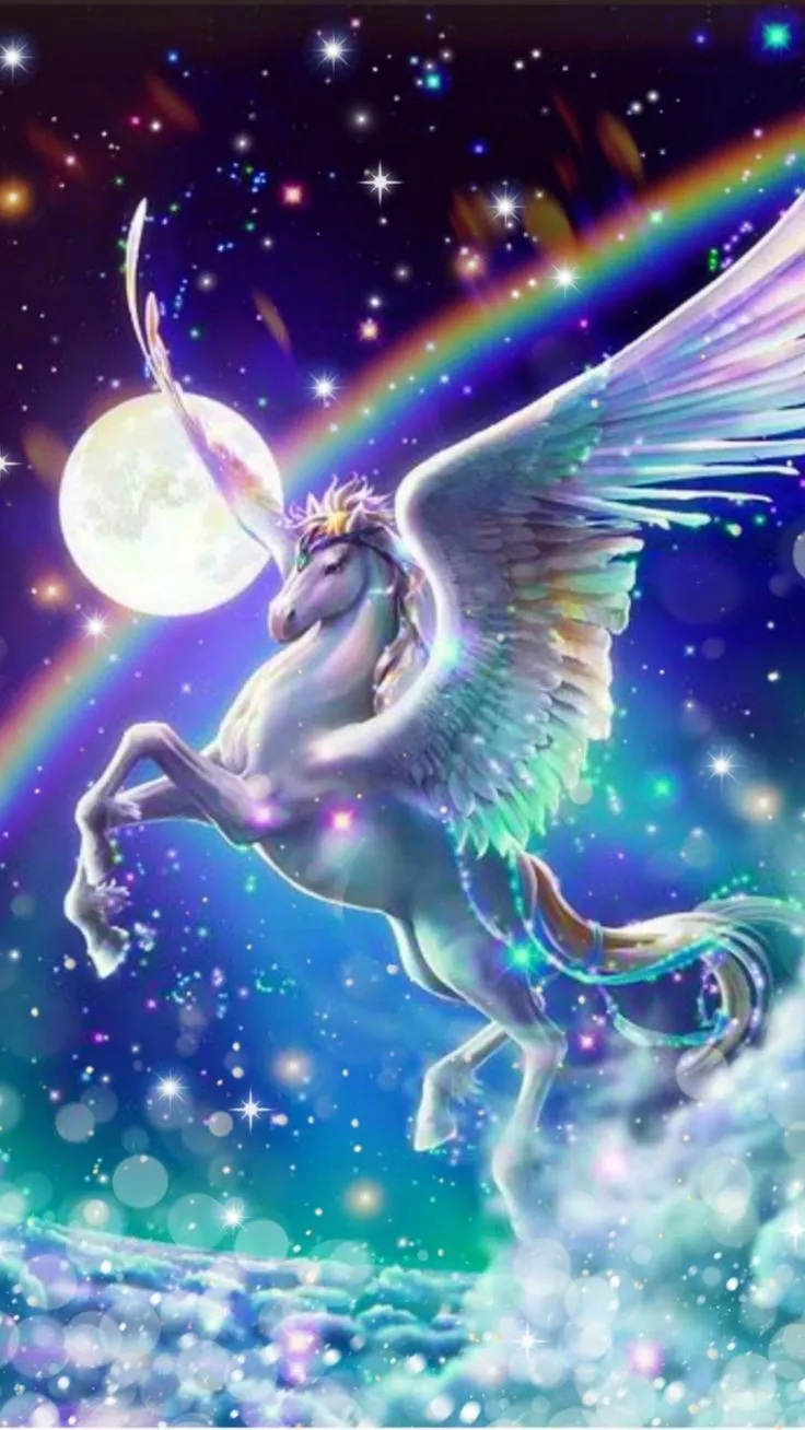 Pegasus with a rainbow. Unicorn wallpaper cute, Unicorn picture, Unicorn wallpaper
