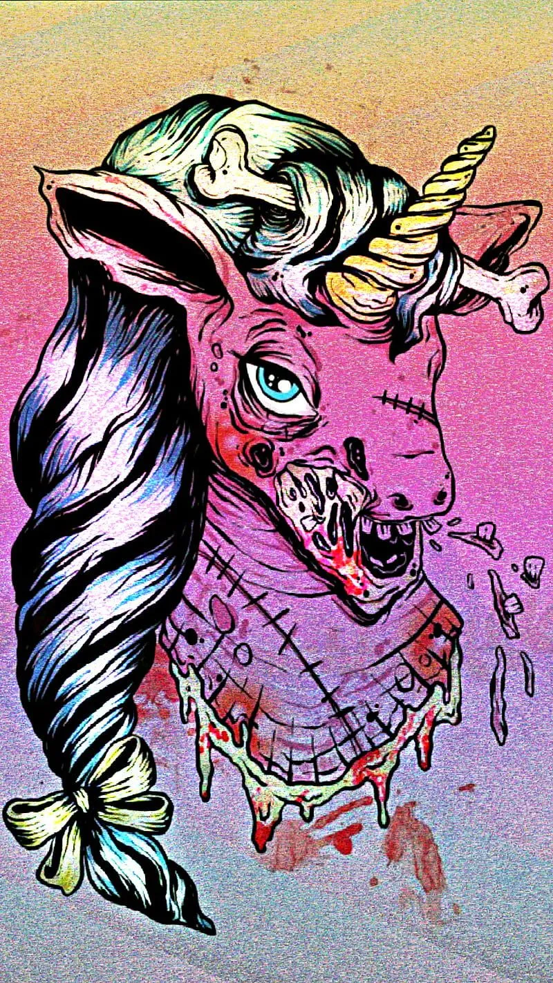 Zombie Glitz Unicorn, colorful, fantasy, glitter, glitz horror, pretty, unicorn, HD phone wallpaper
