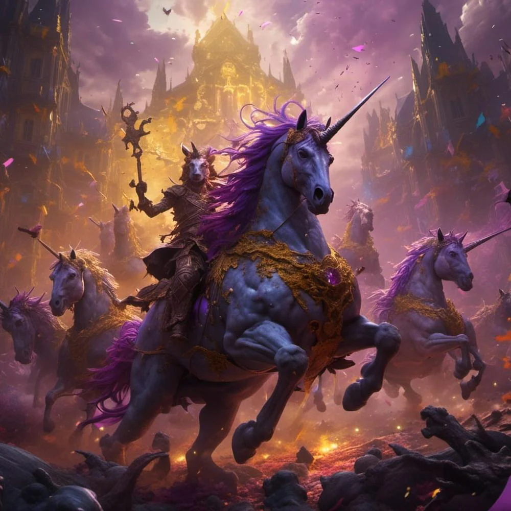 Double take on Zombie Unicorns Art Print