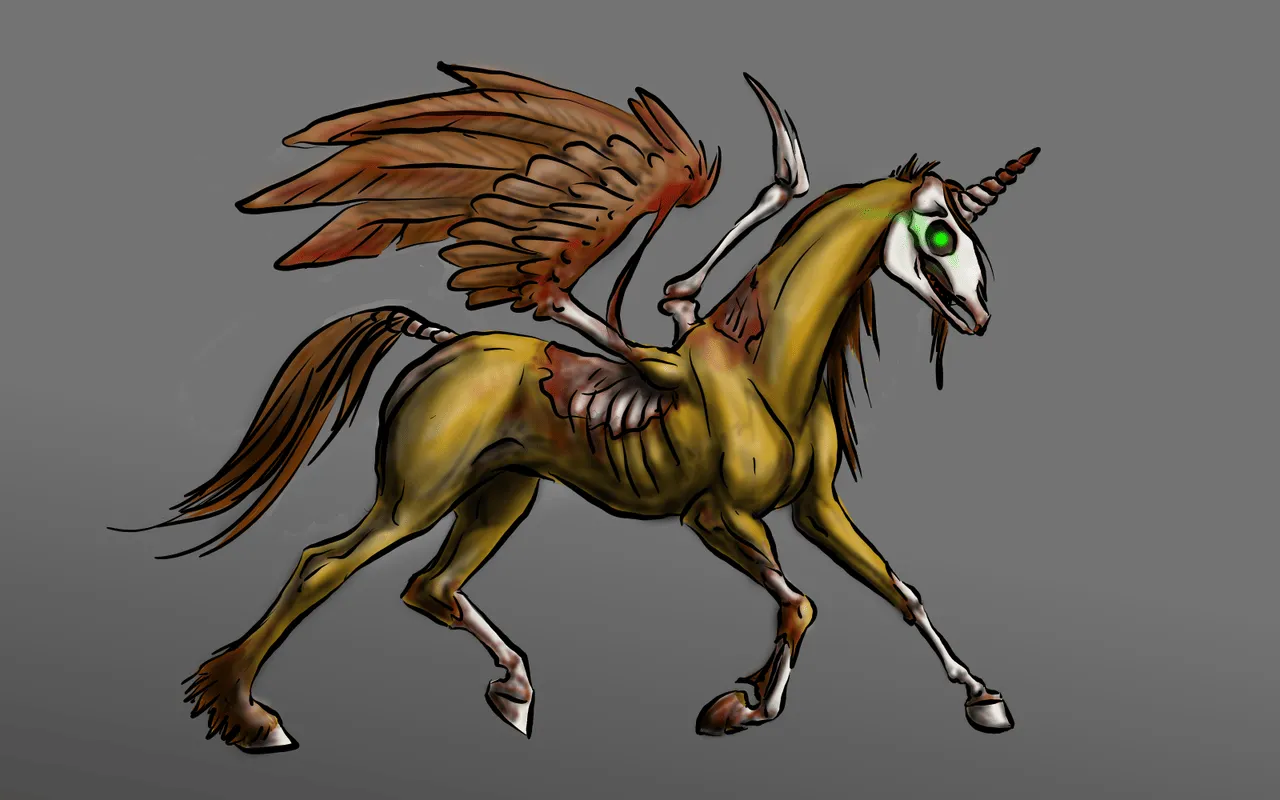 Zombie pegasus unicorn DEATHANDTAXES ART street