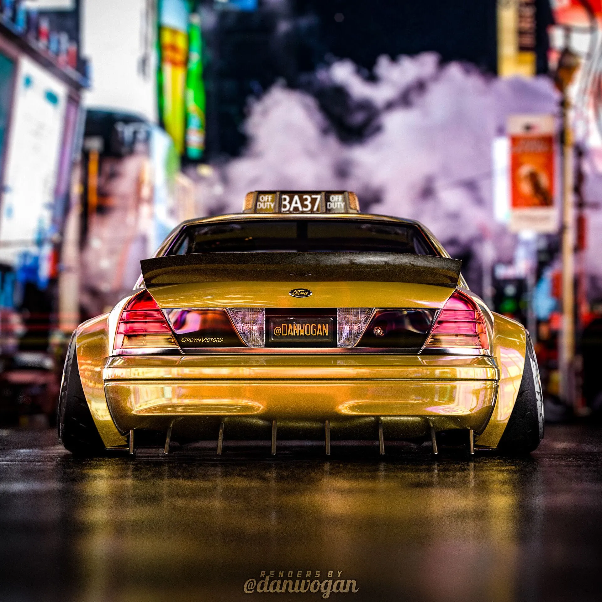 Stanced NYC Drift Taxi 3D Render
