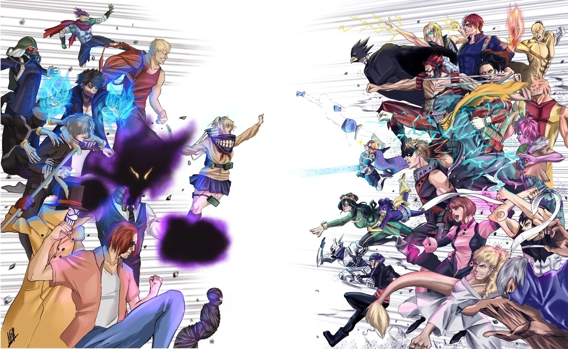 my hero academia class 1A vs villains