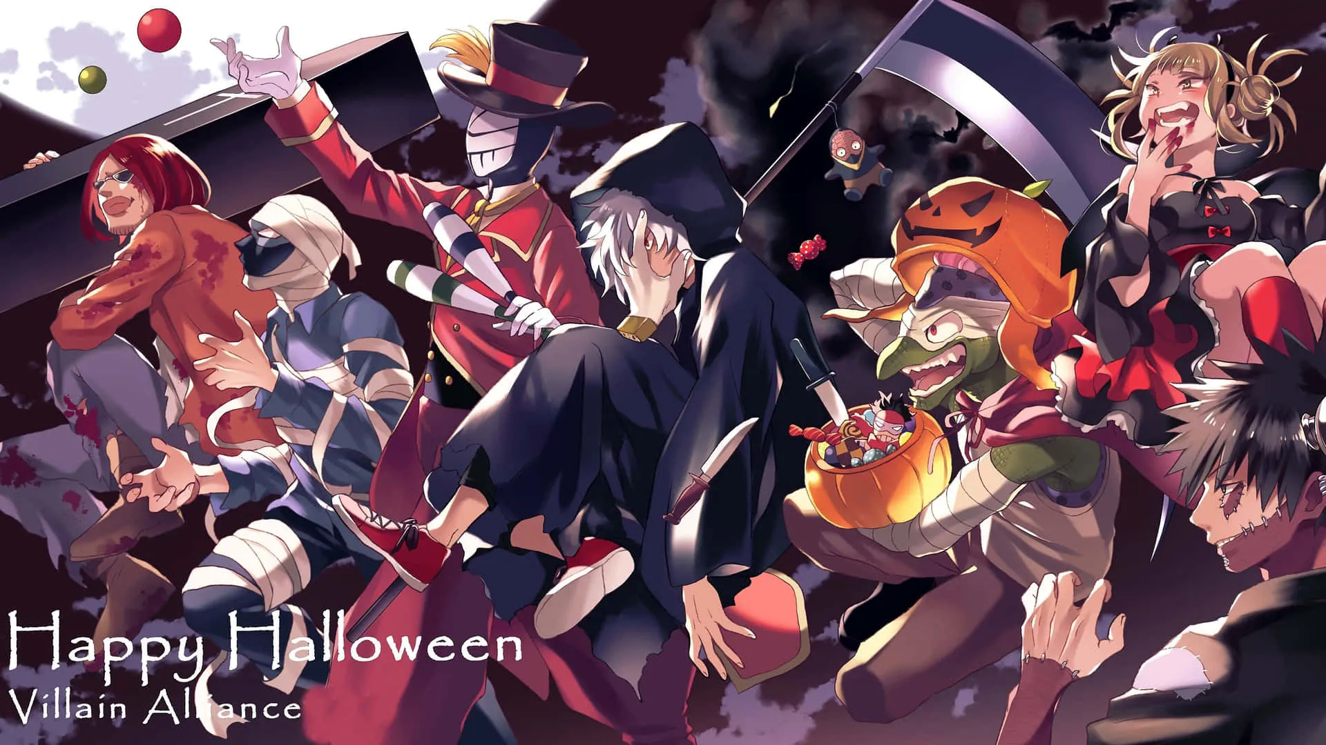 Download League Of Villains My Hero Academia Halloween Greeting Wallpaper