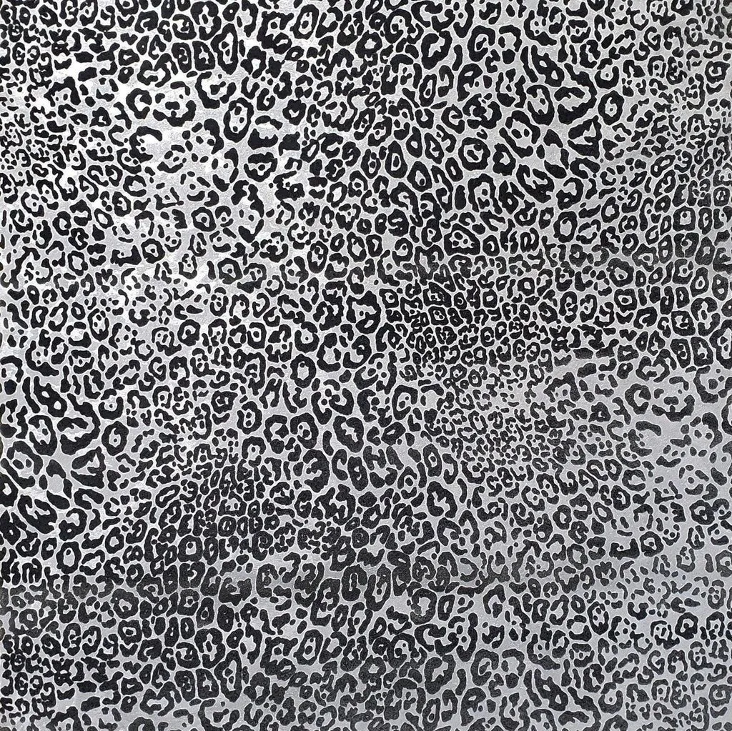 Wallpaper black silver Metallic Textured Flocked jaguar leopard Cheetah animal velvet 3D