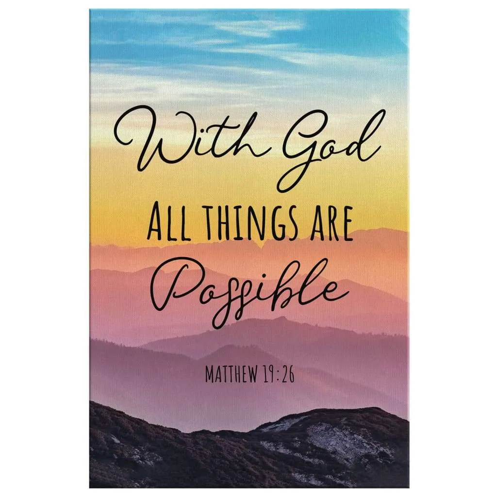 With god all things are possible Matthew 19:26 Bible verse wall art canvas Daisy Shop