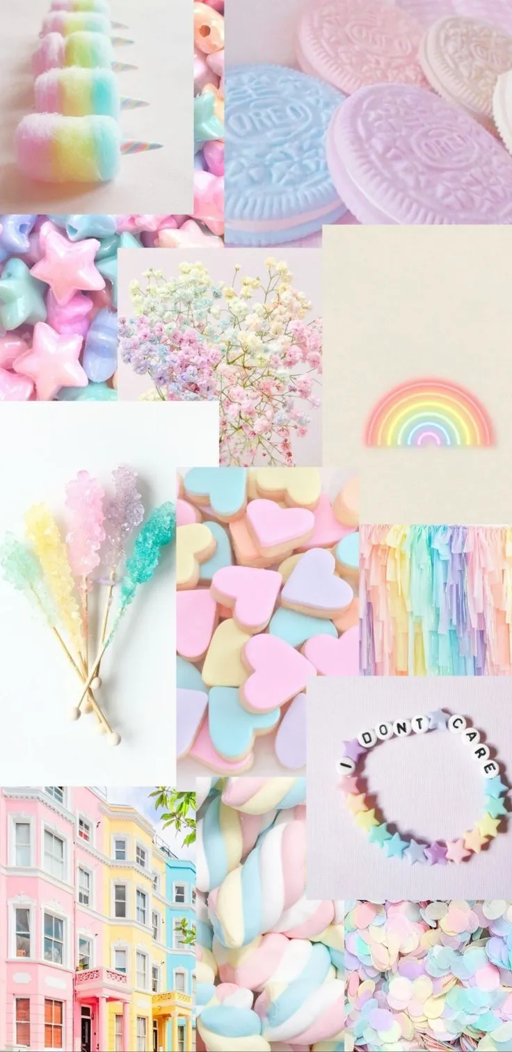 Pastel Rainbow Collage Wallpaper In 2021. iPhone Wallpaper Girly CE