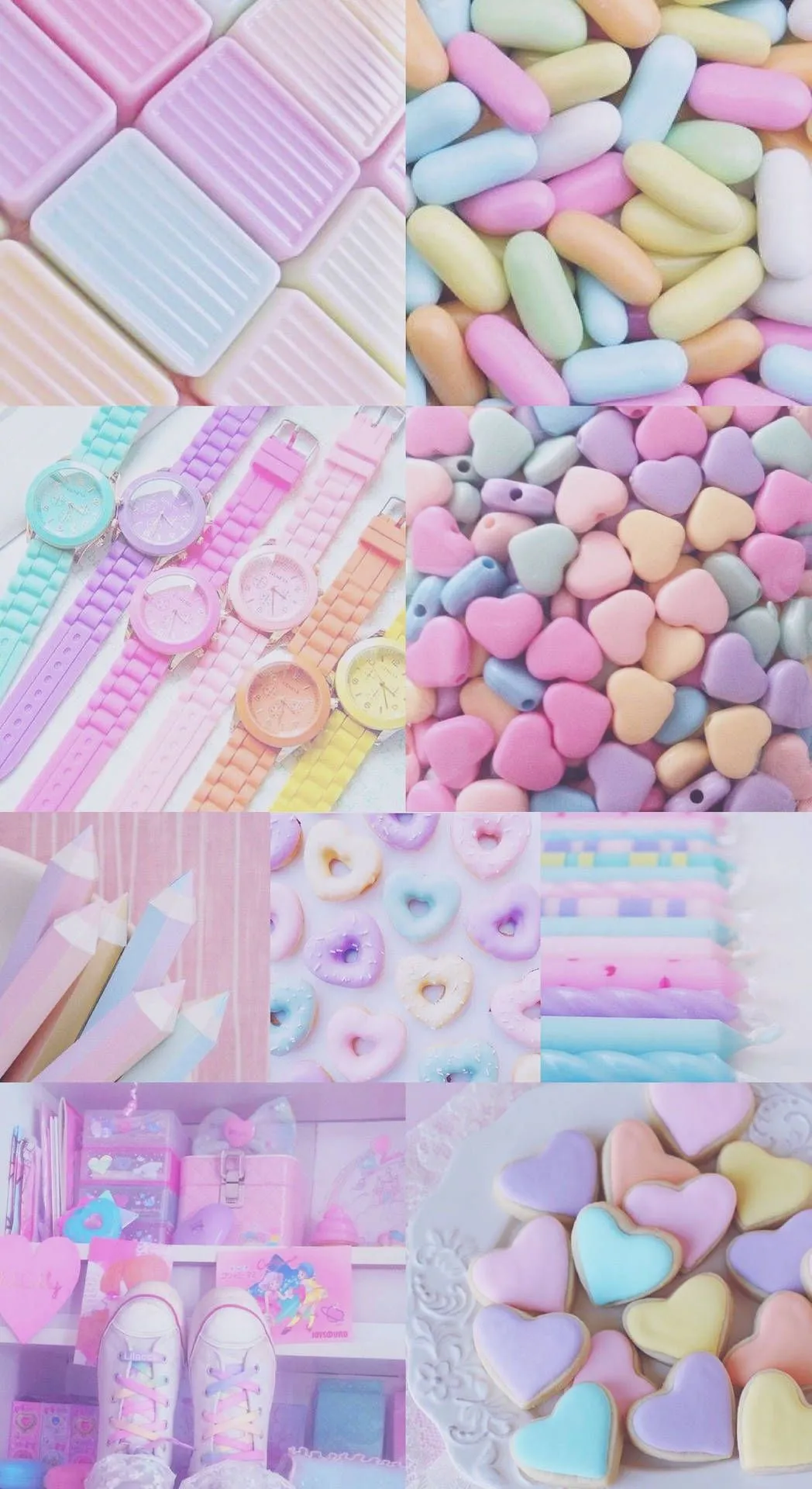 Download Random Pastel Rainbow Collage Wallpaper