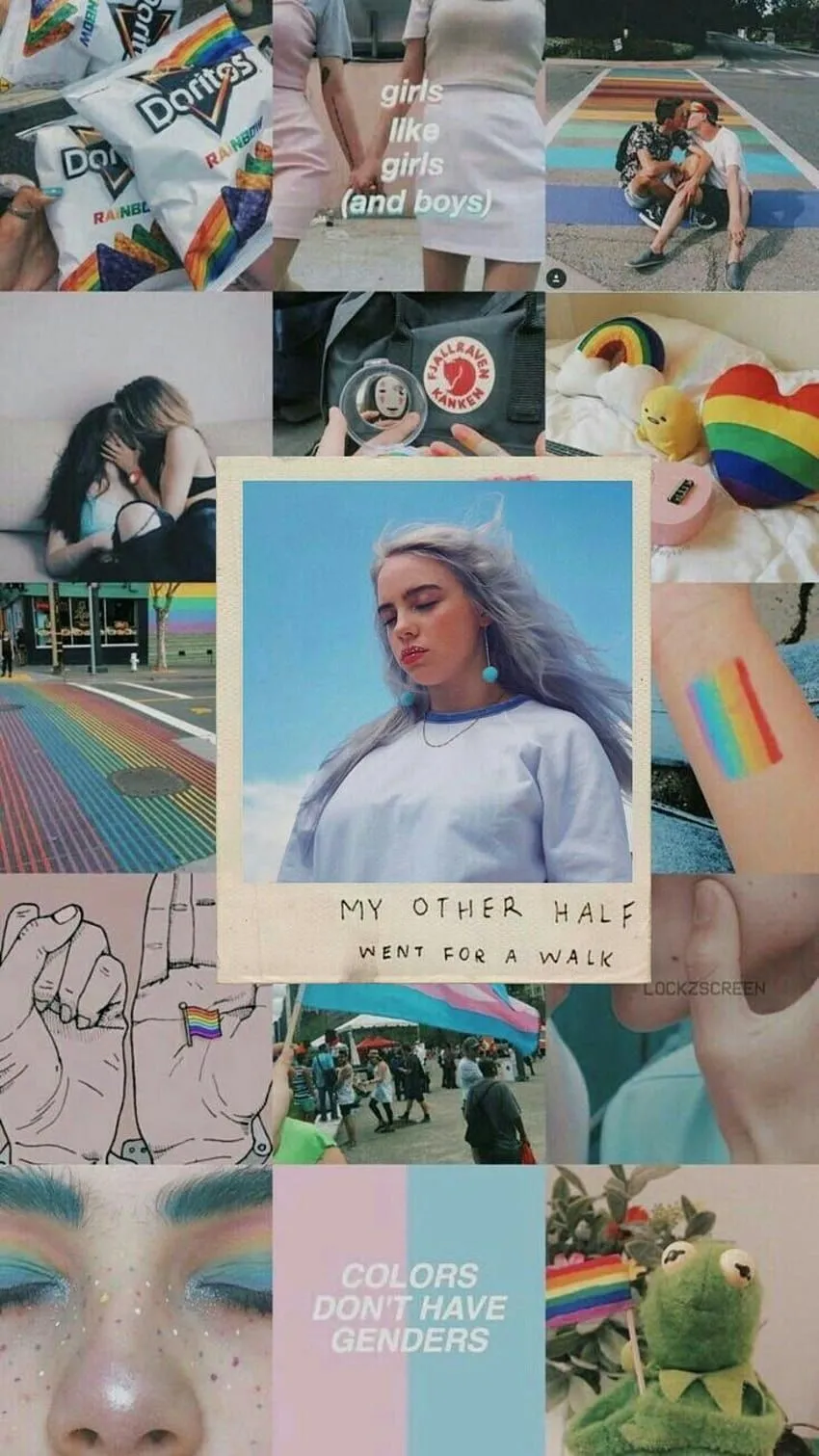 Billie Eilish Logo Rainbow, rainbow collage HD phone wallpaper