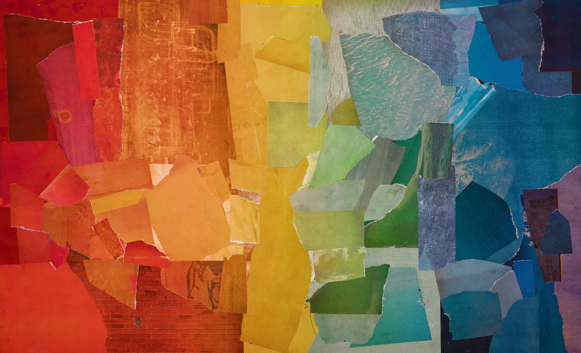 Free Texture. Rainbow torn collage