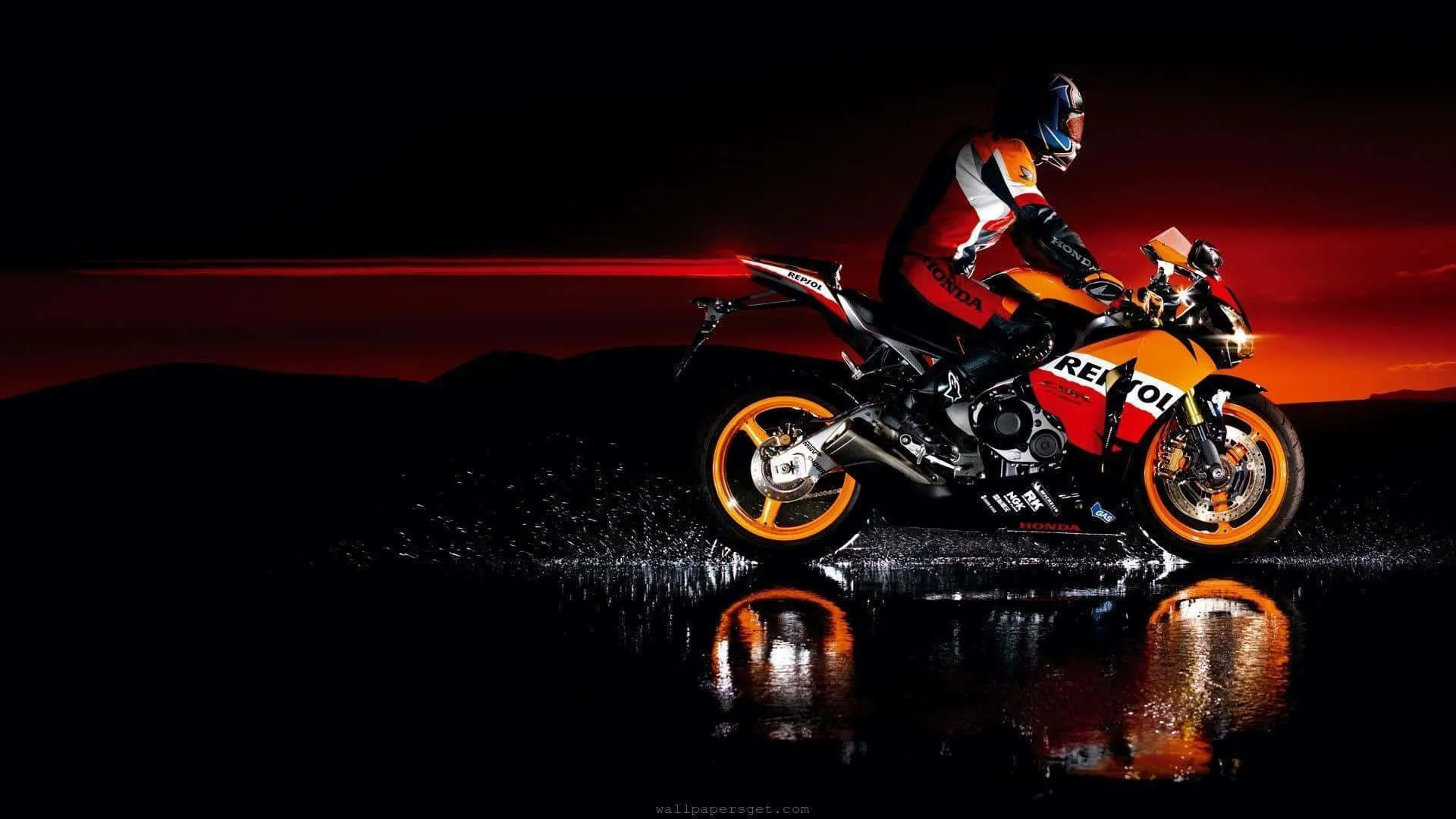 Download Picture Of Red And Orange Motorbike Color Theme
